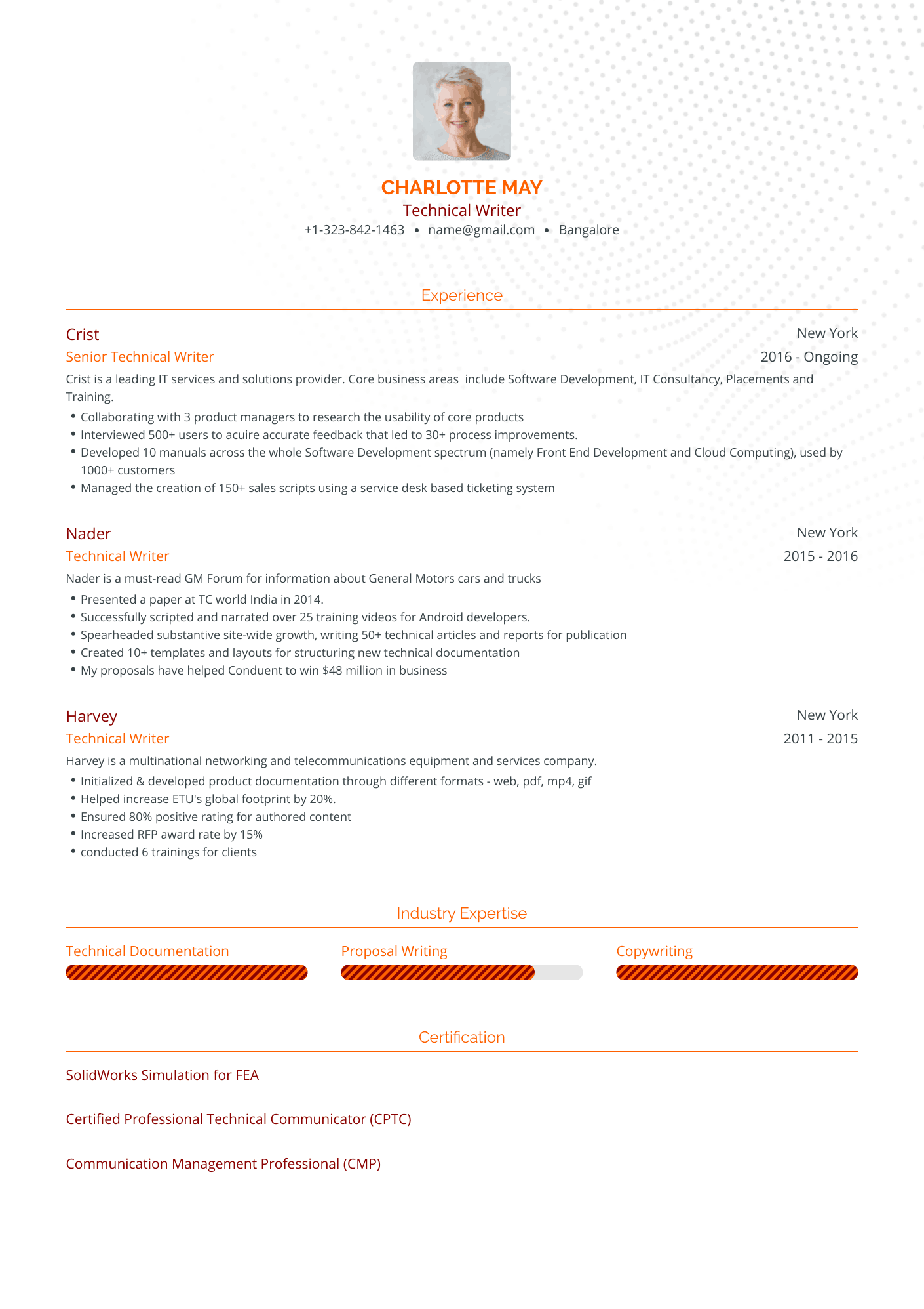 Traditional Technical Writer Resume Template