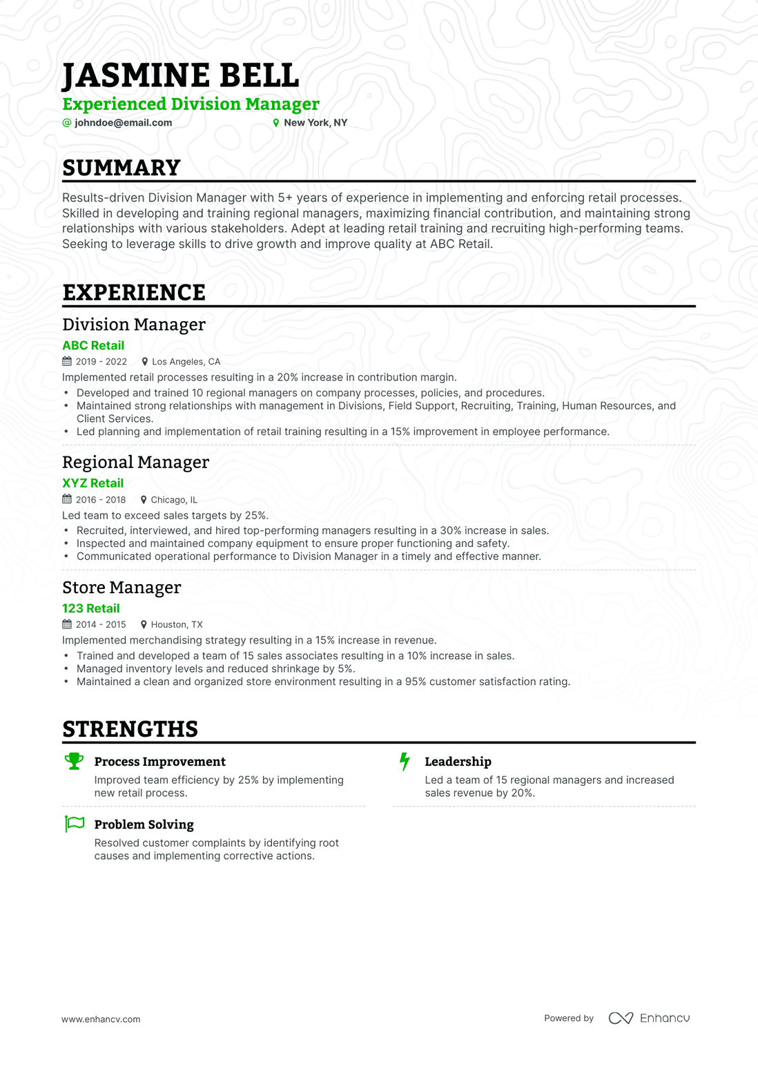 Classic Division Manager Resume Template