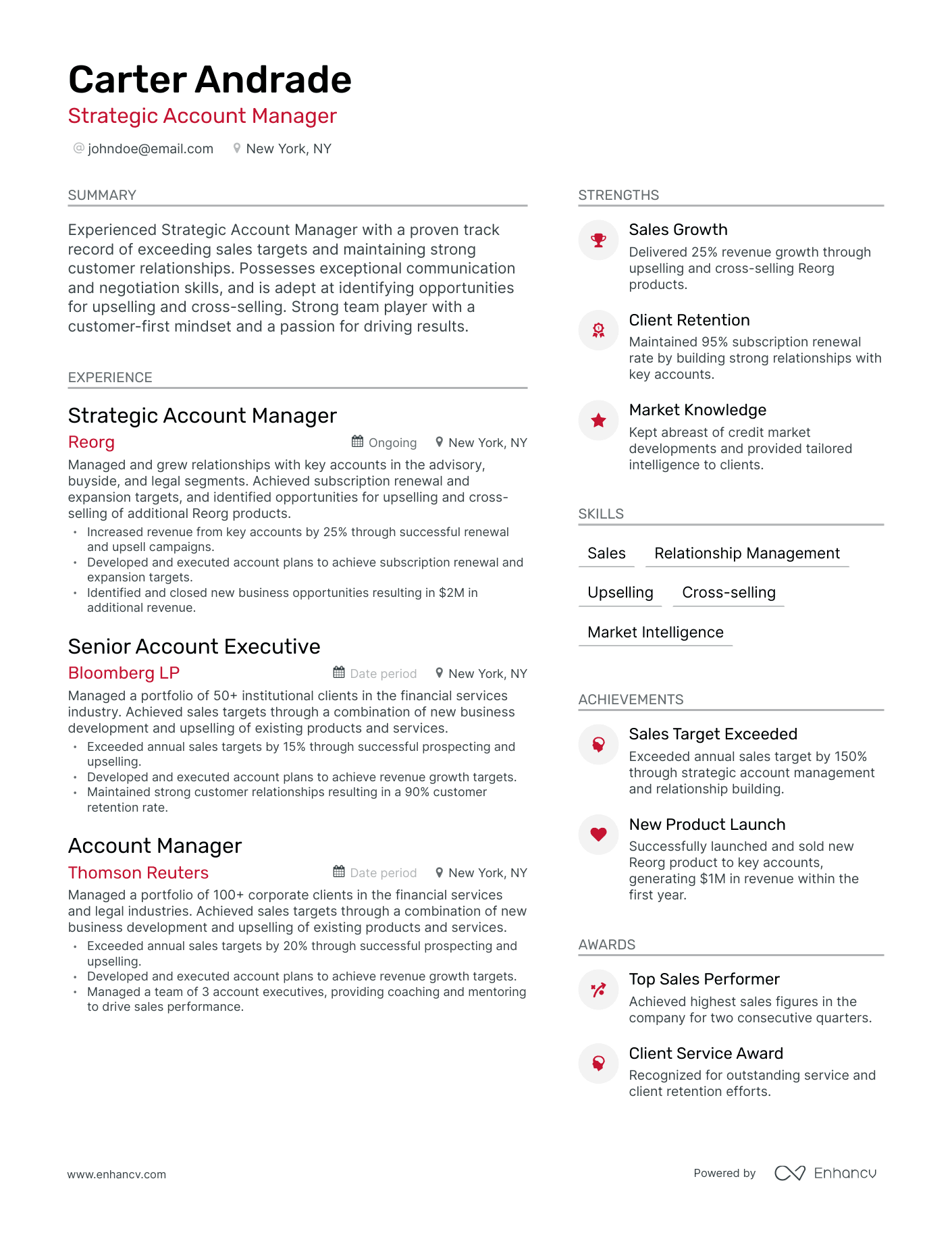 Modern Strategic Account Manager Resume Template