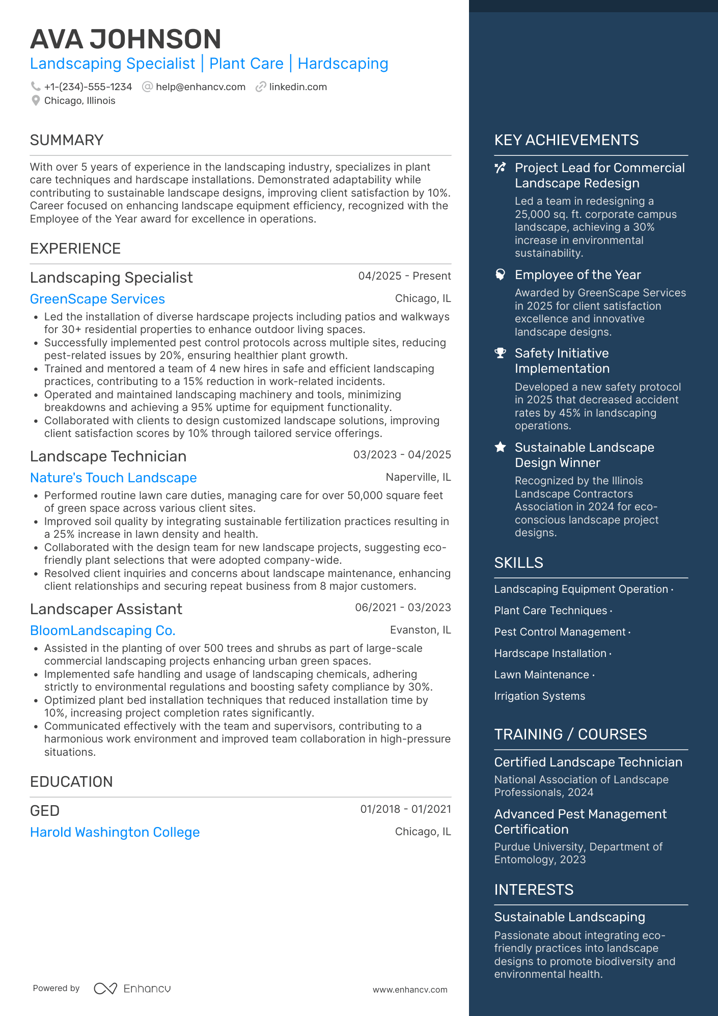 A resume example of a Landscaping Laborer