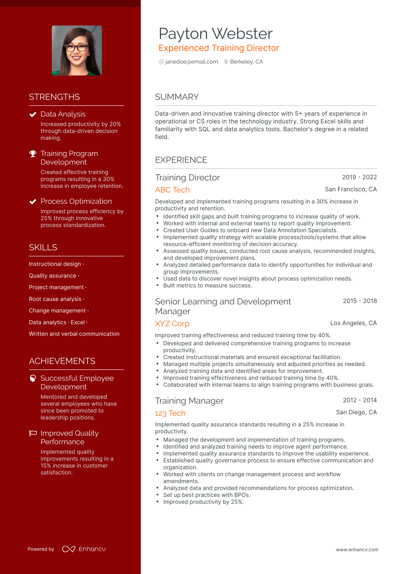 Polished Training Director Resume Template