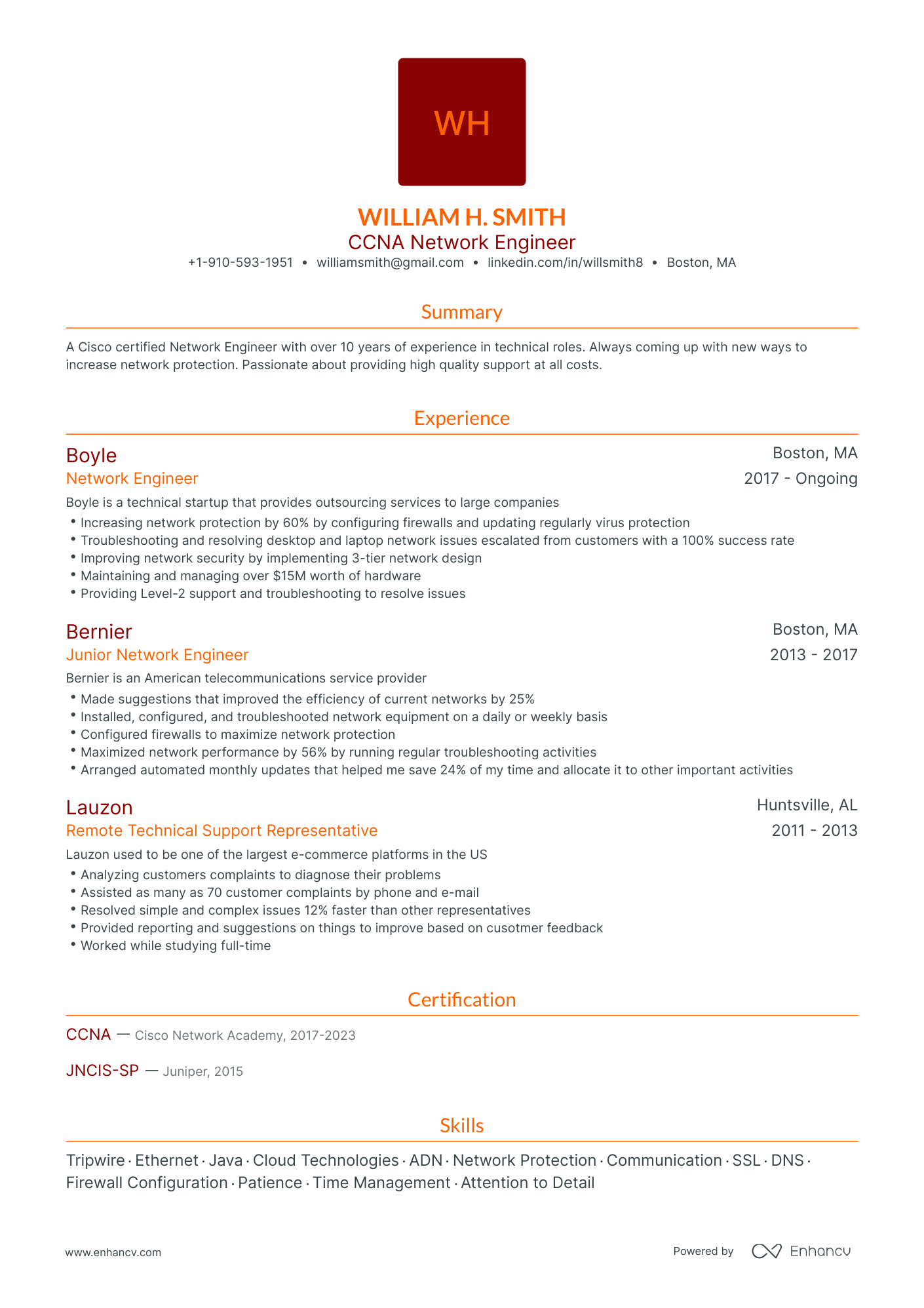 Traditional Ccna Network Engineer Resume Template