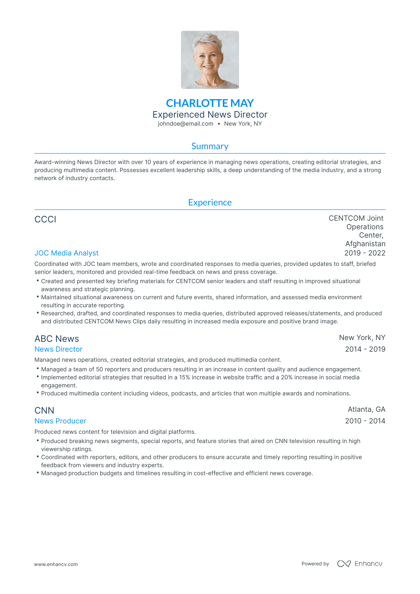Traditional News Director Resume Template