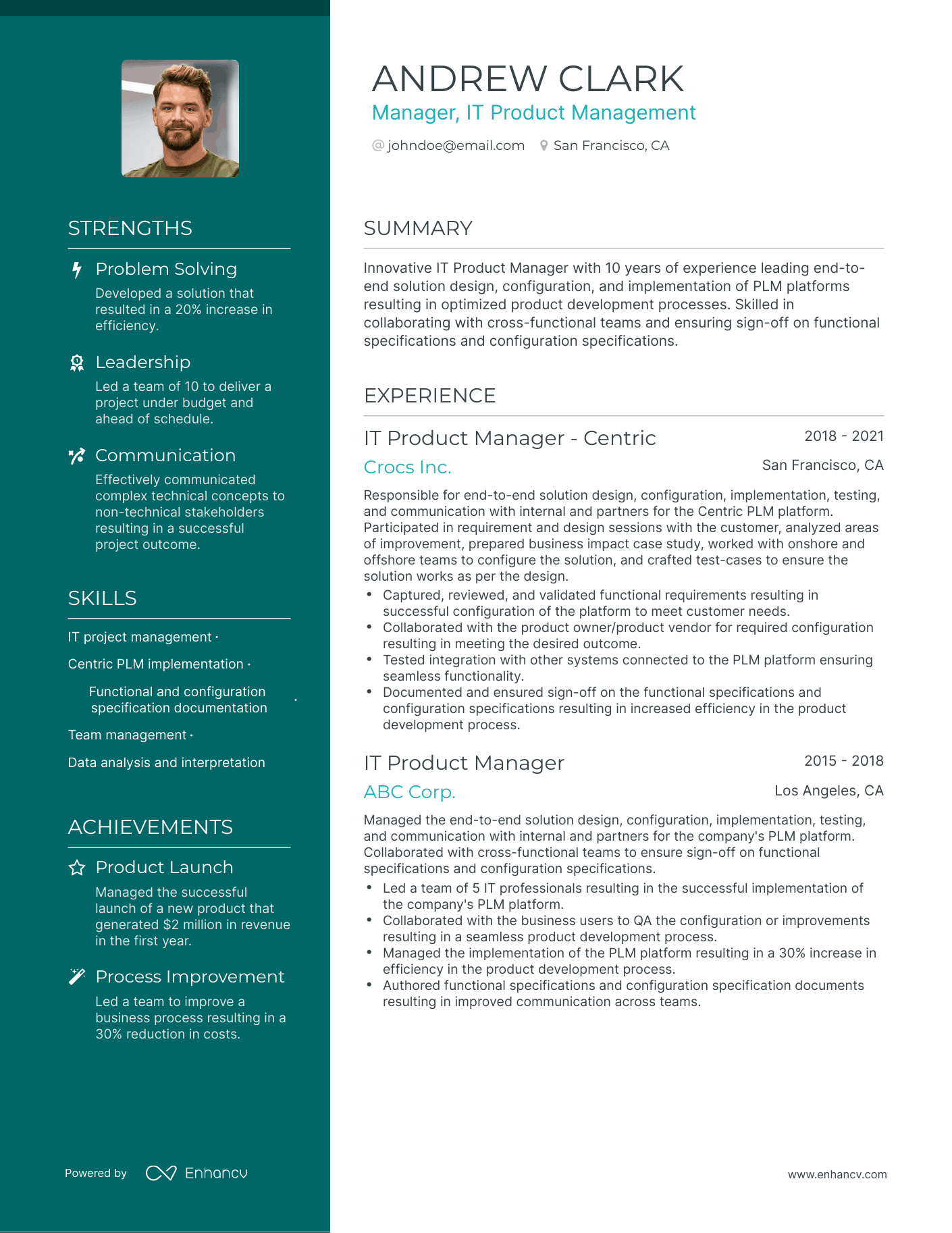 Polished IT Product Manager Resume Template