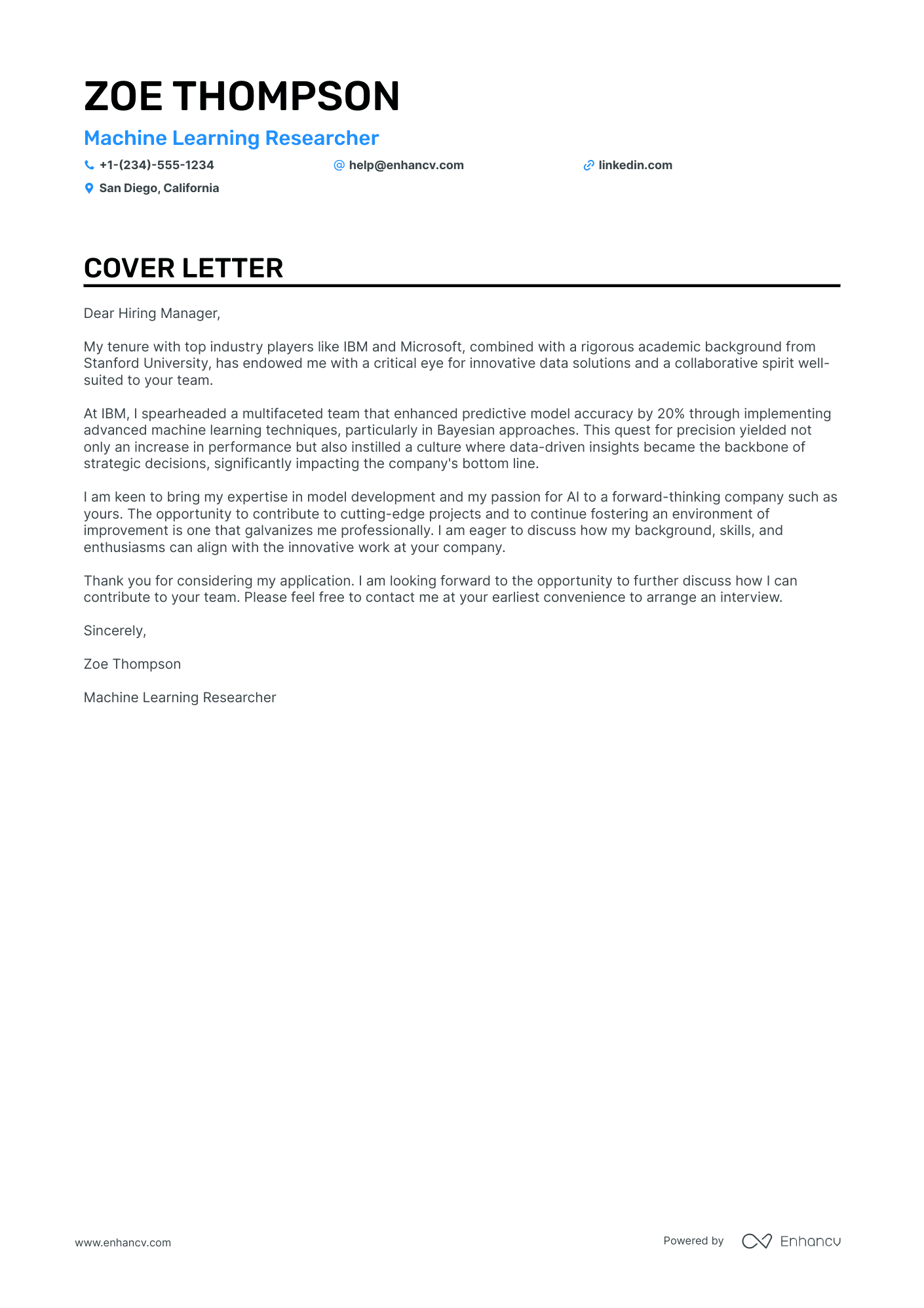 cover letter sample for researcher job
