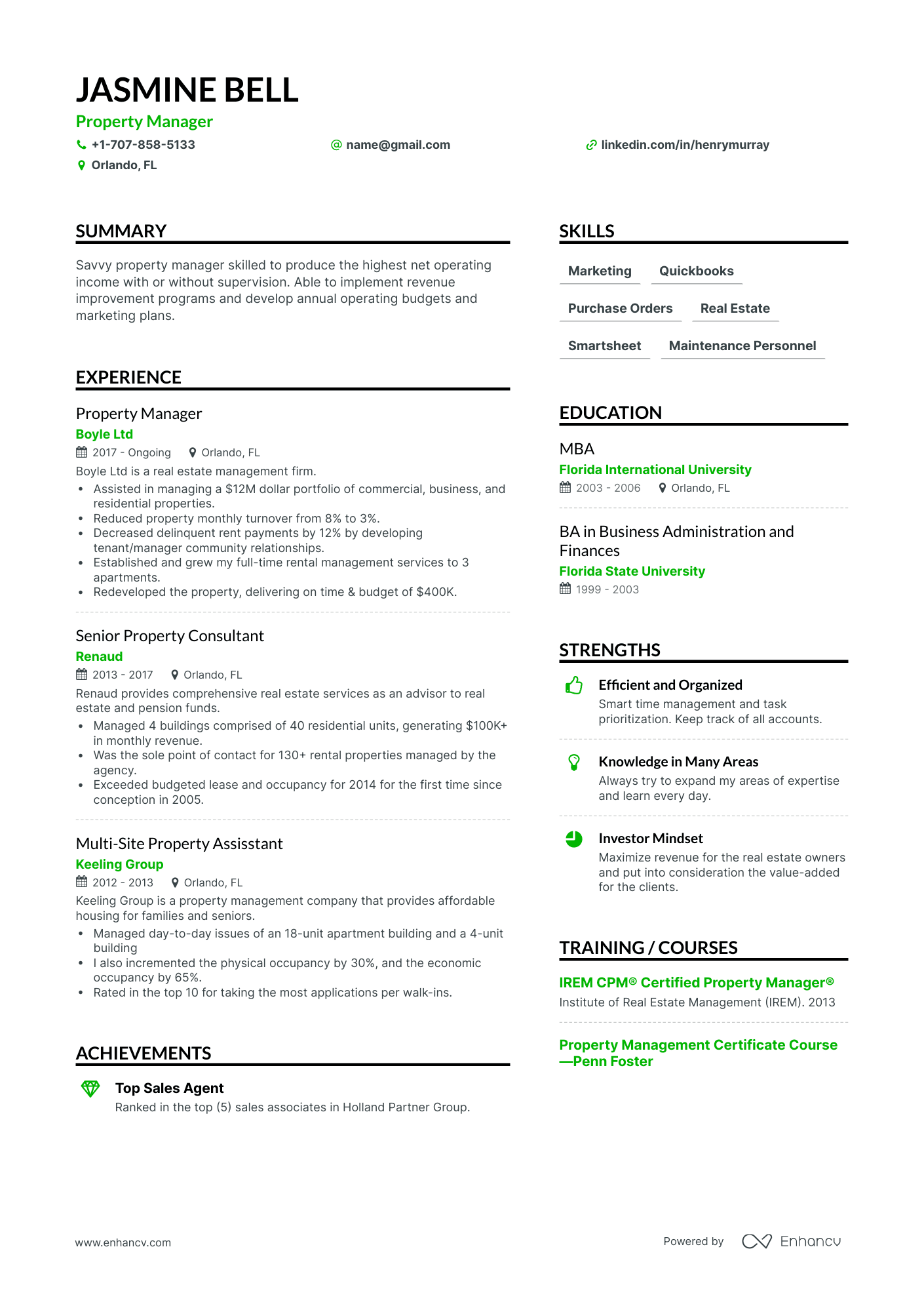Simple Real Estate Agent Resume Template
