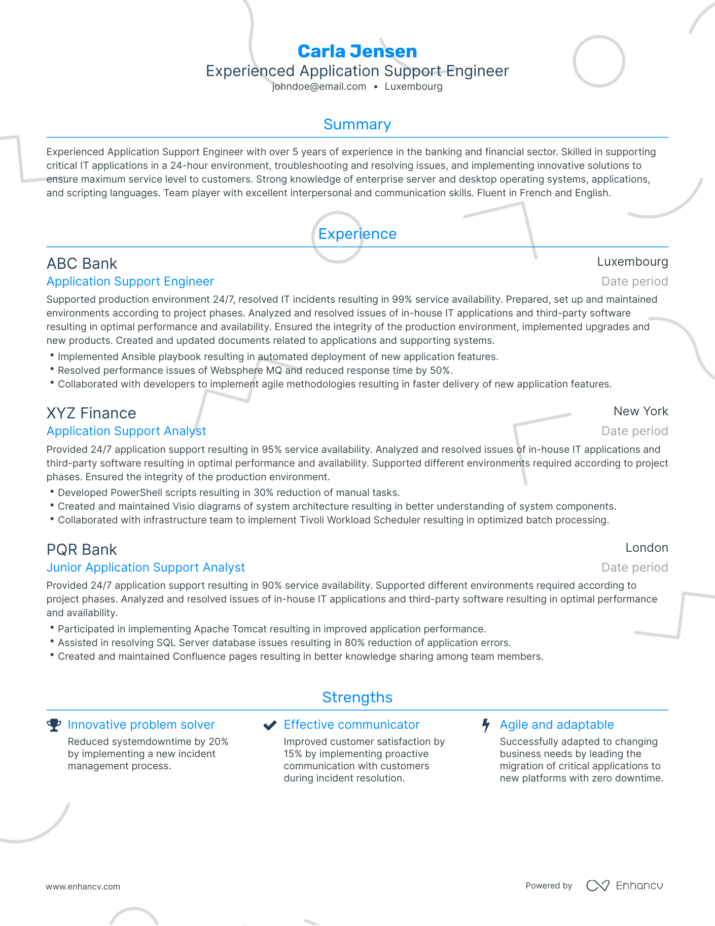 Traditional Application Support Resume Template