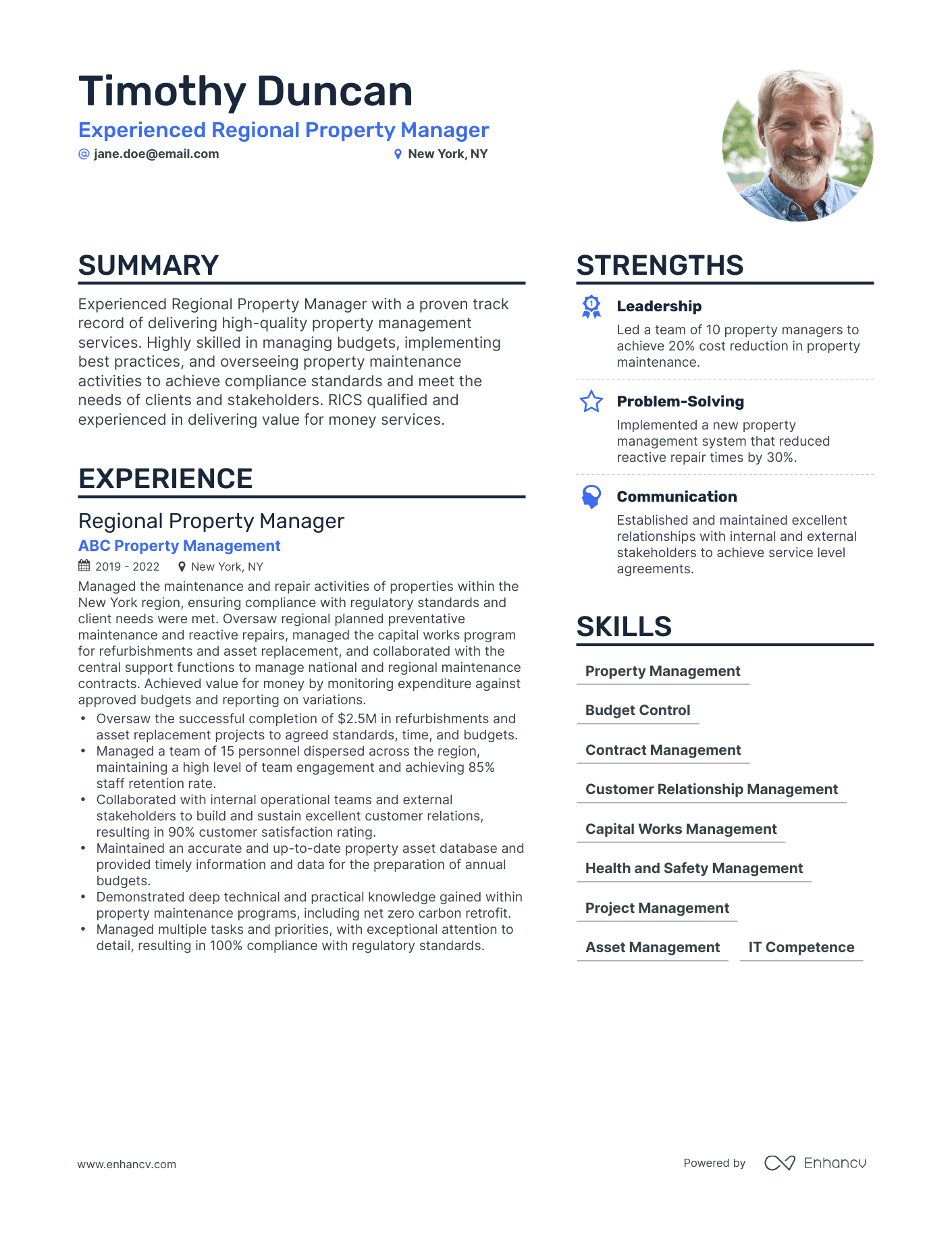 Simple Regional Property Manager Resume Template