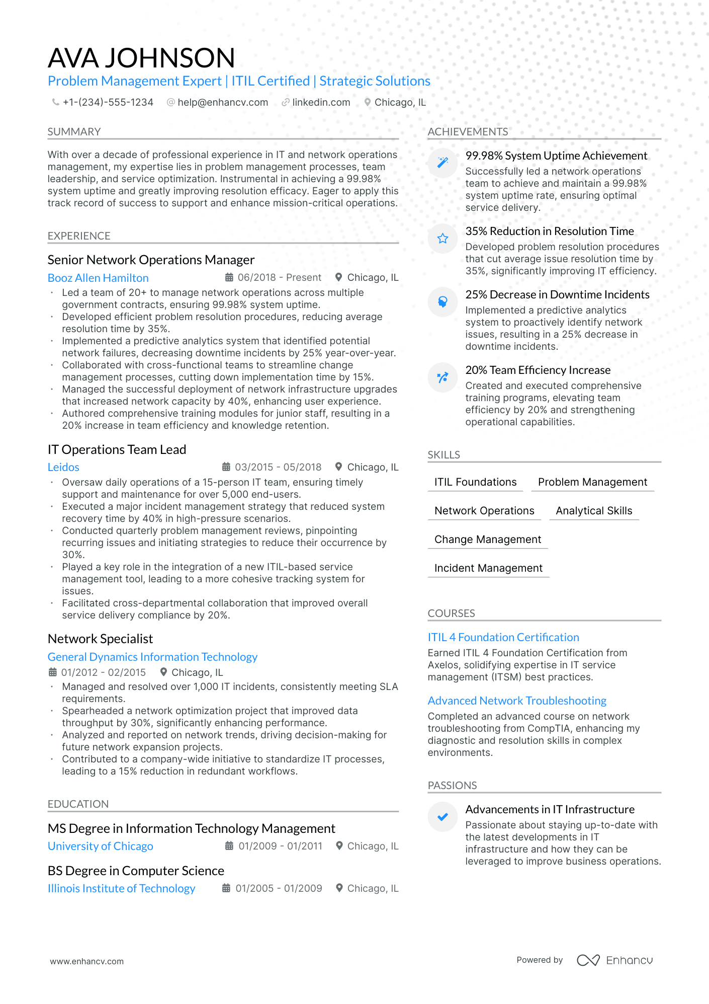 problem solving examples in resume
