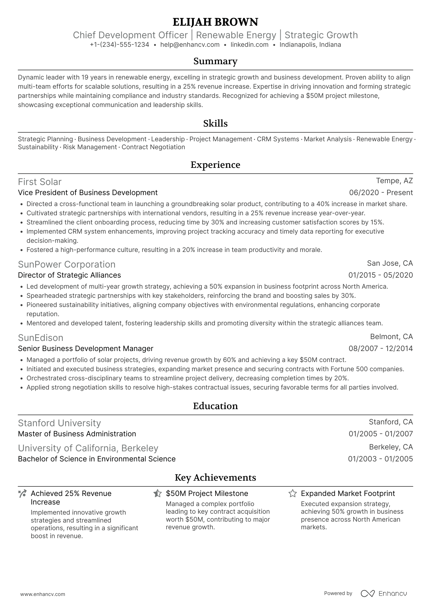 A resume example of a Chief Development Officer