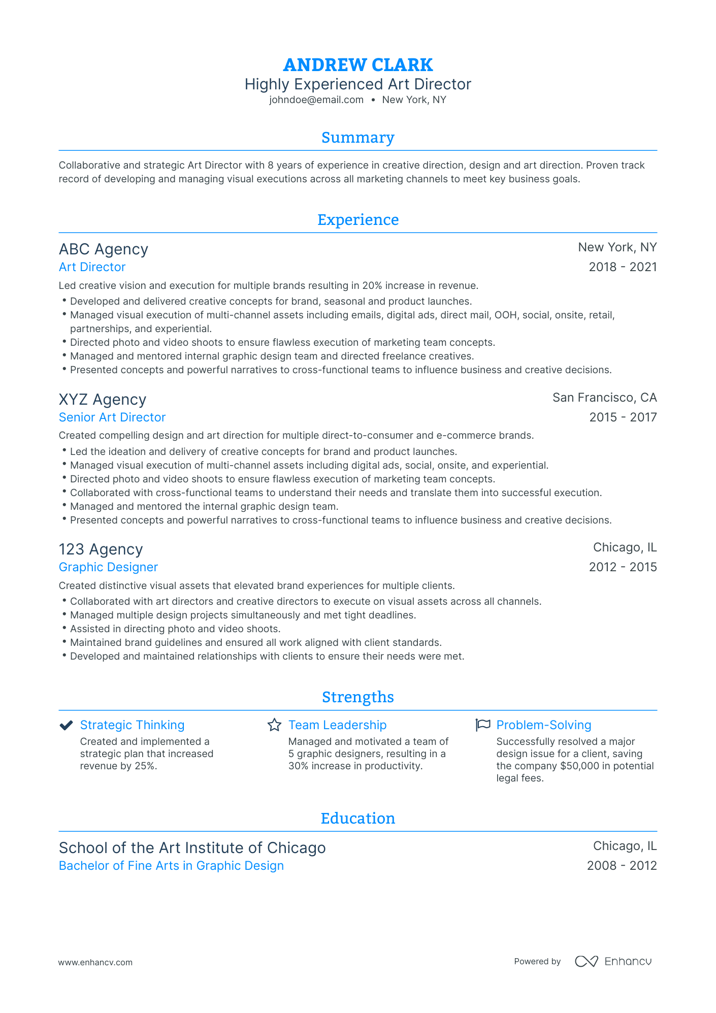 Traditional Art Director Resume Template
