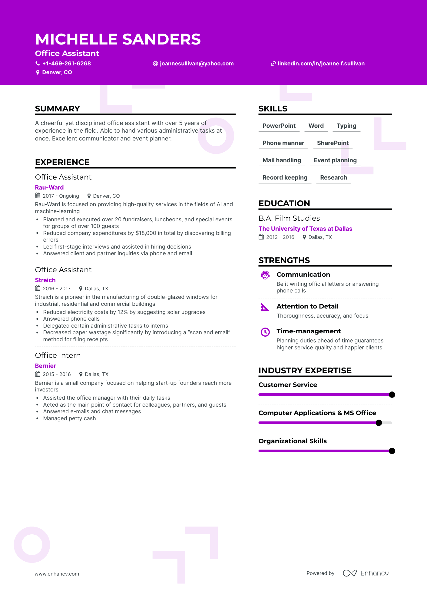 Creative Office Assistant Resume Template