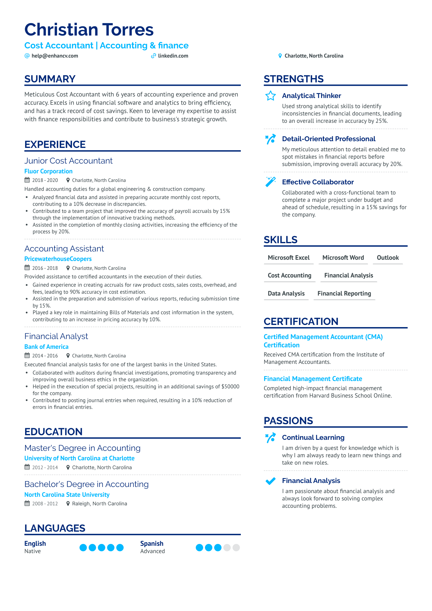 personal profile in resume for accountant