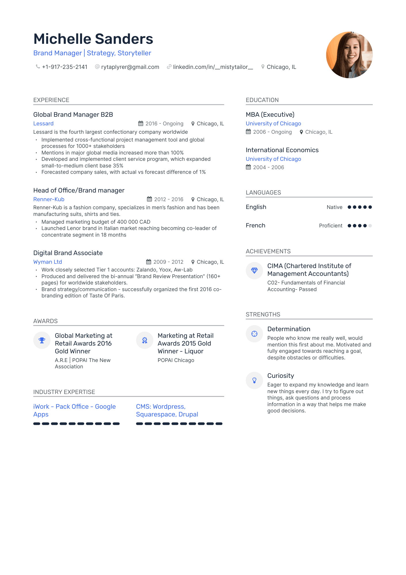 Modern Brand Manager Resume Template
