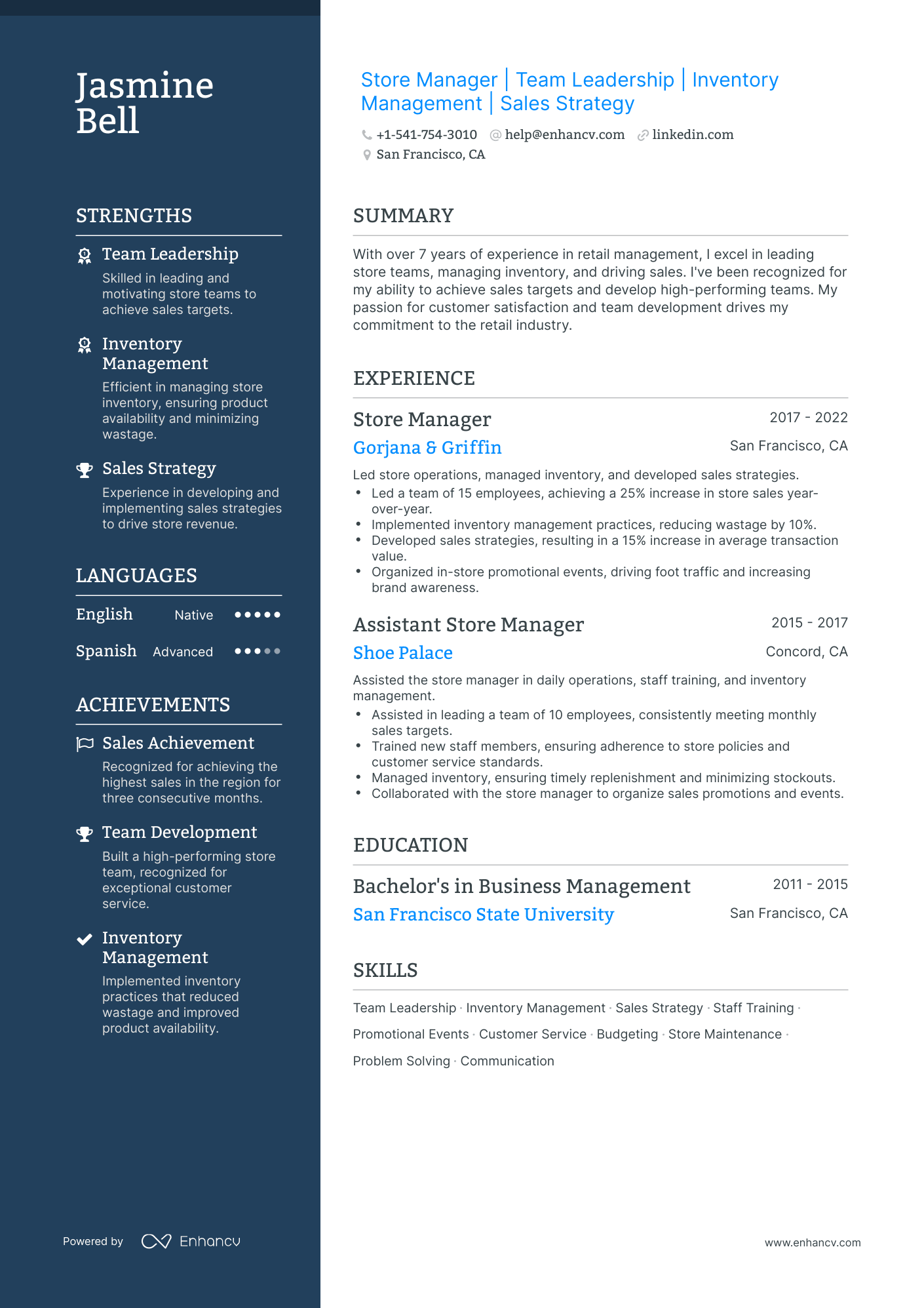 Polished Store Manager Resume Template