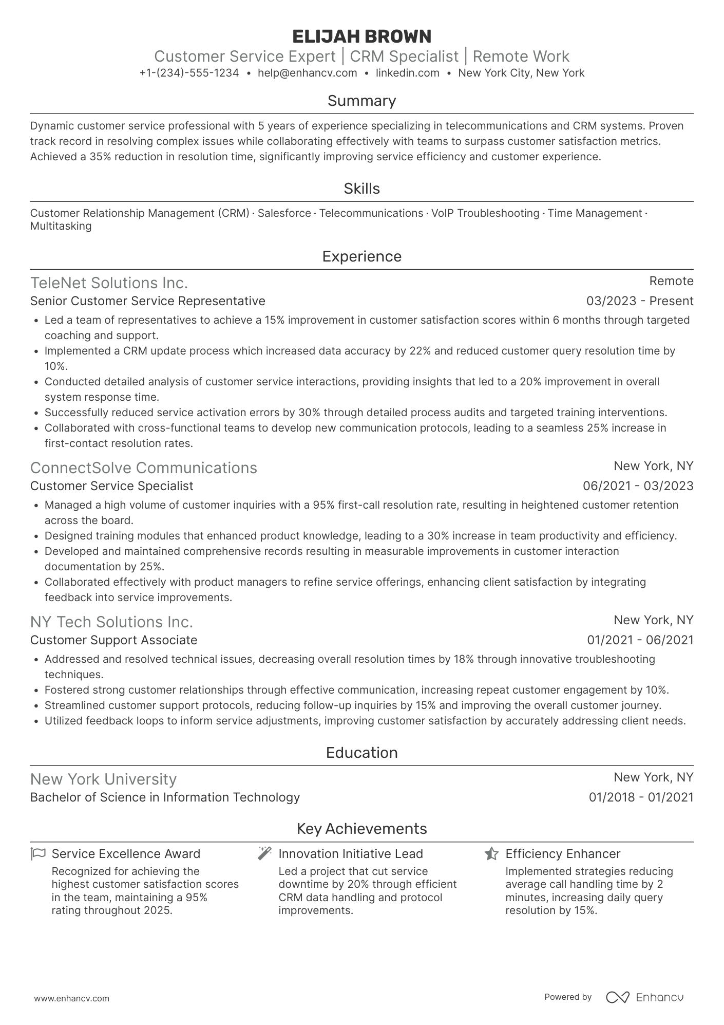 A resume example of a Work from Home Customer Service Representative