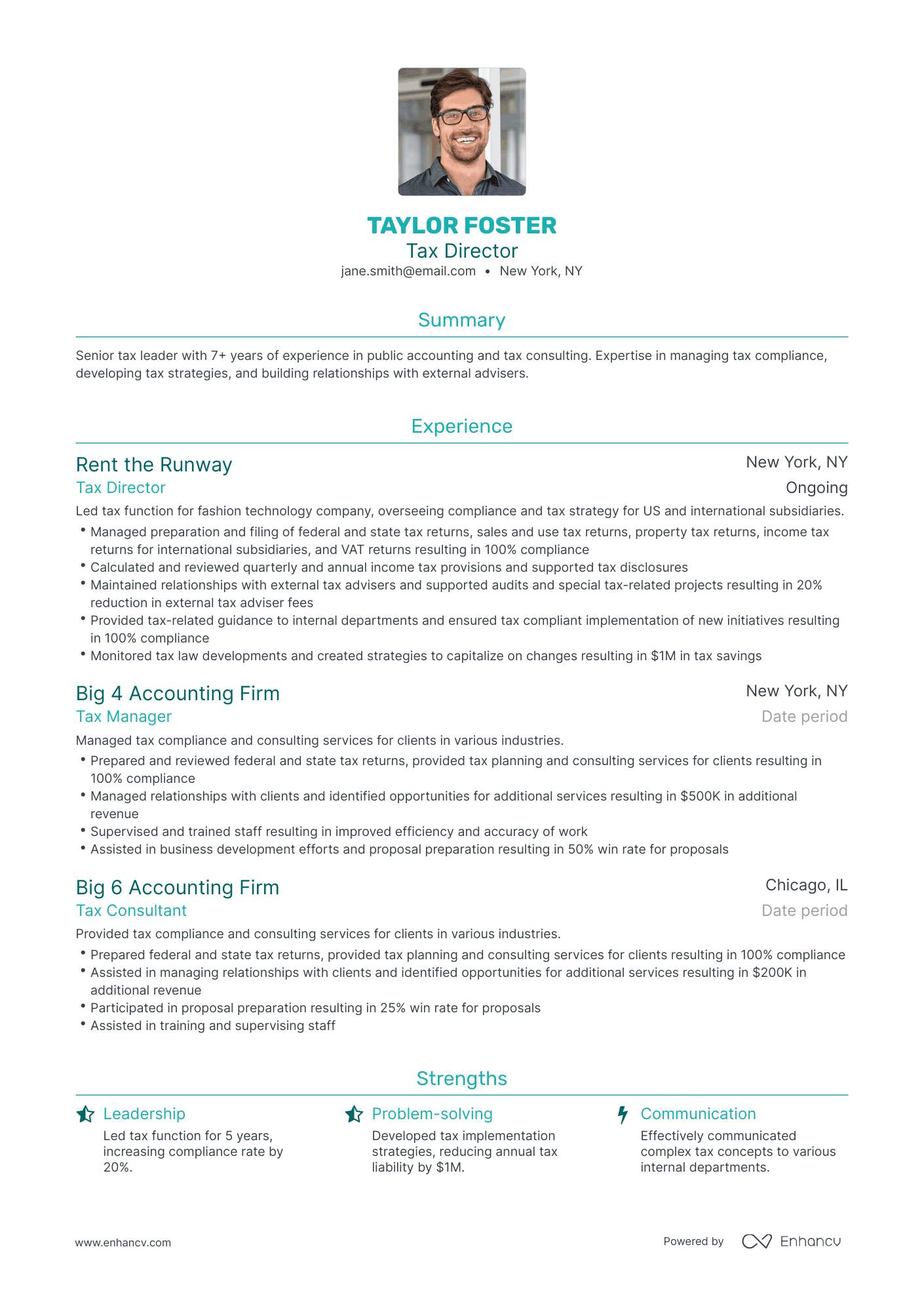 Traditional Tax Director Resume Template
