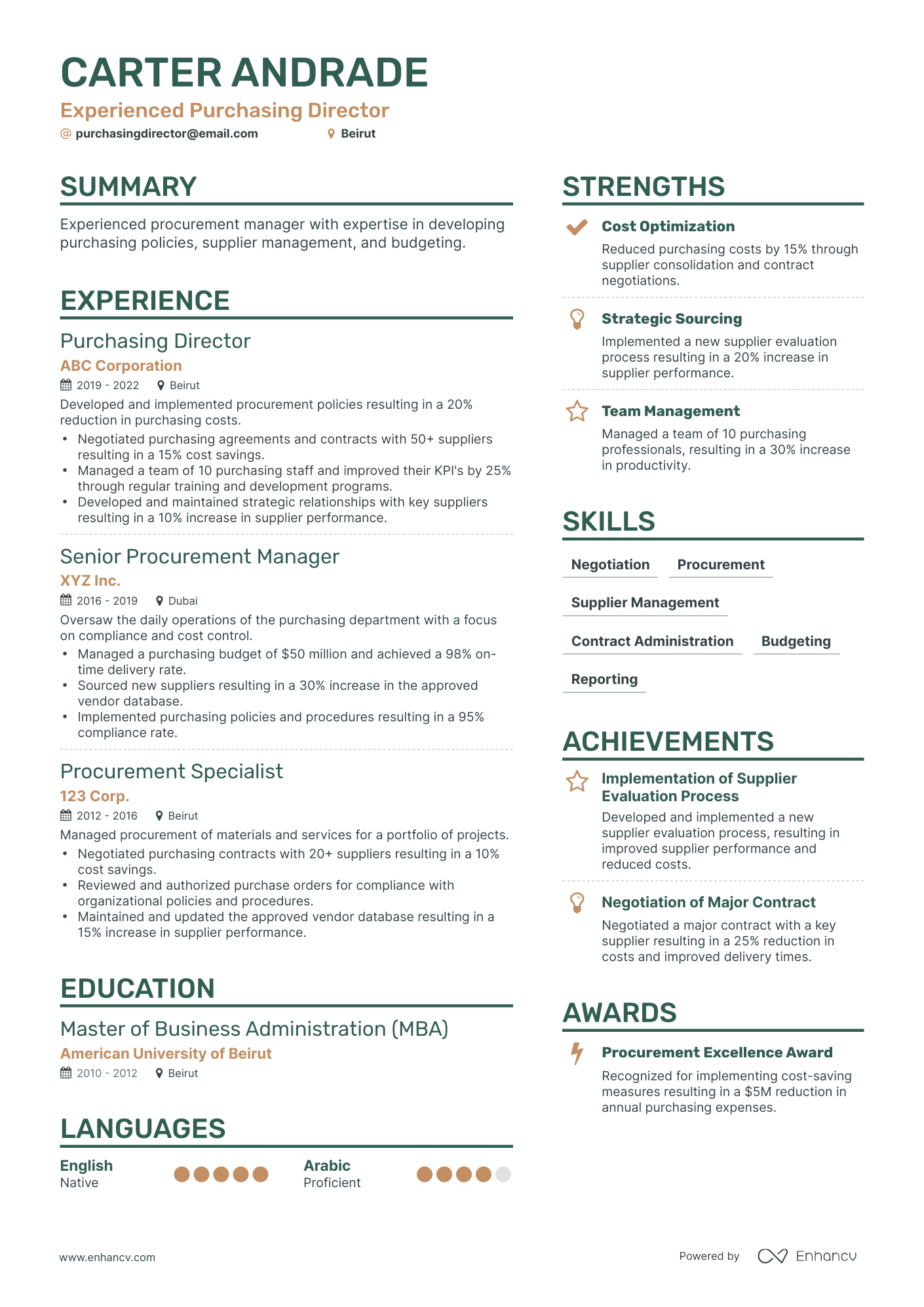 Simple Purchasing Director Resume Template