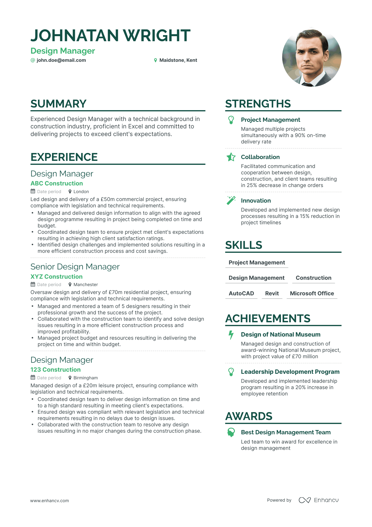 Simple Design Manager Resume Template
