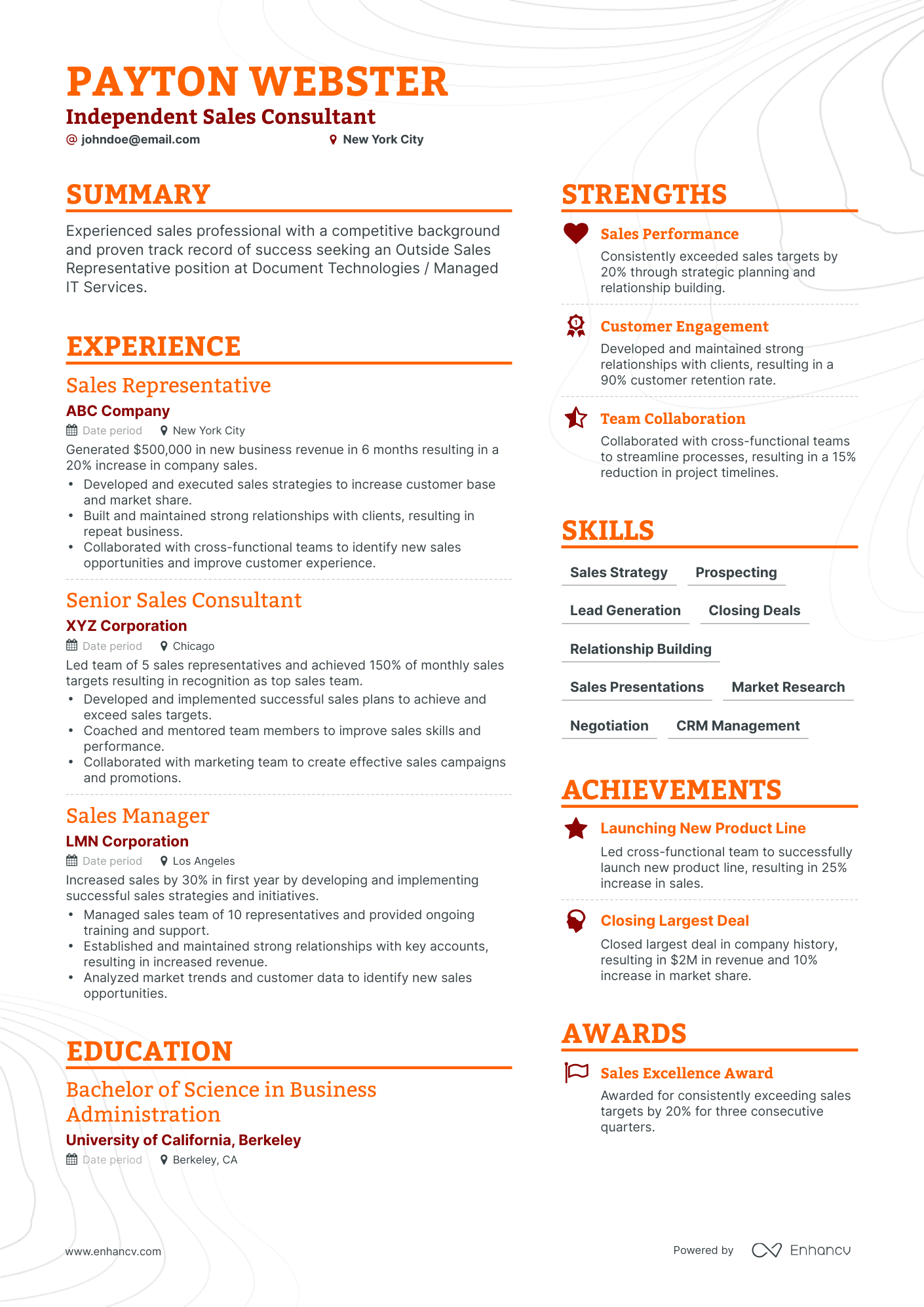 Simple Independent Sales Consultant Resume Template