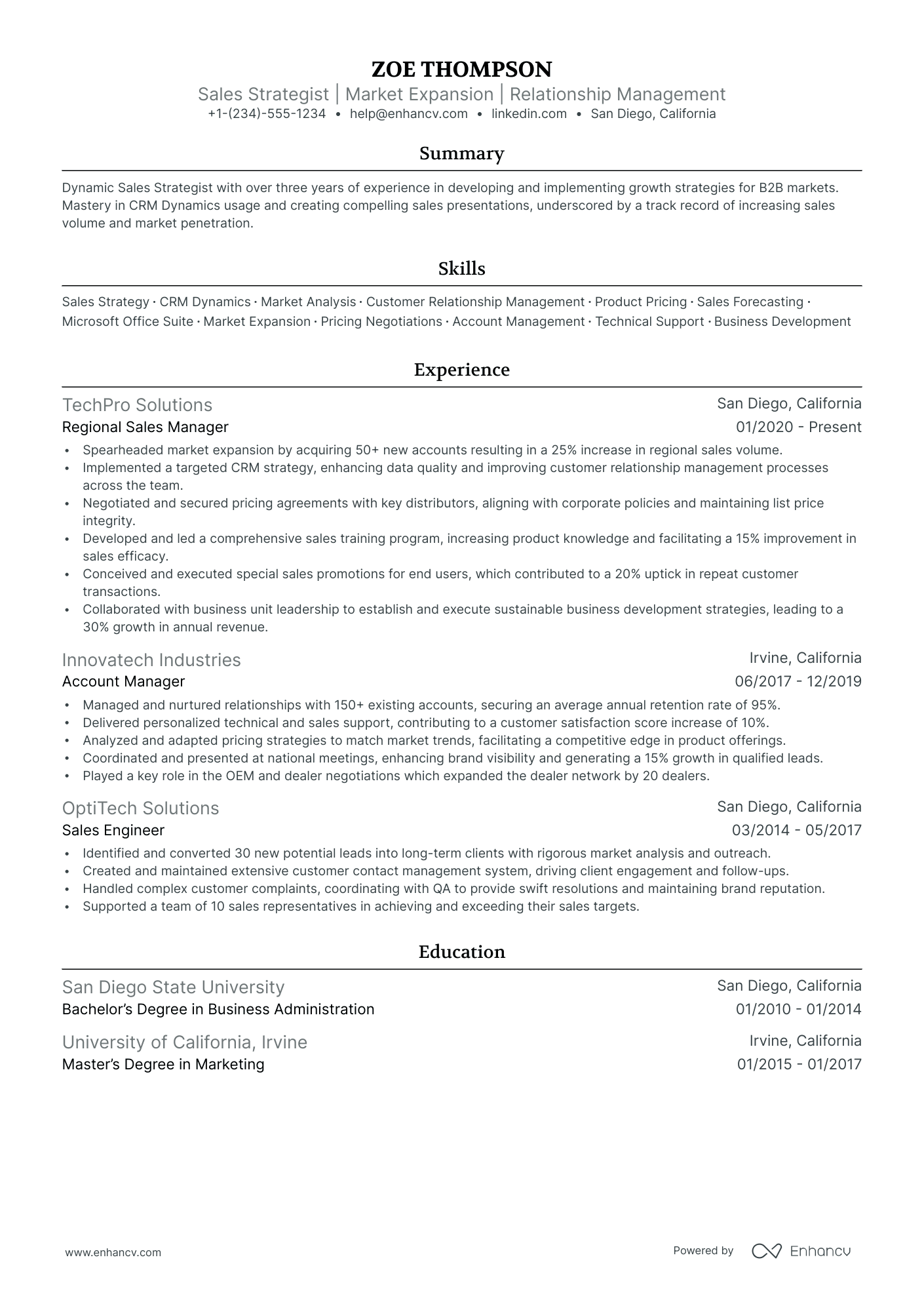 best resume format for sales manager