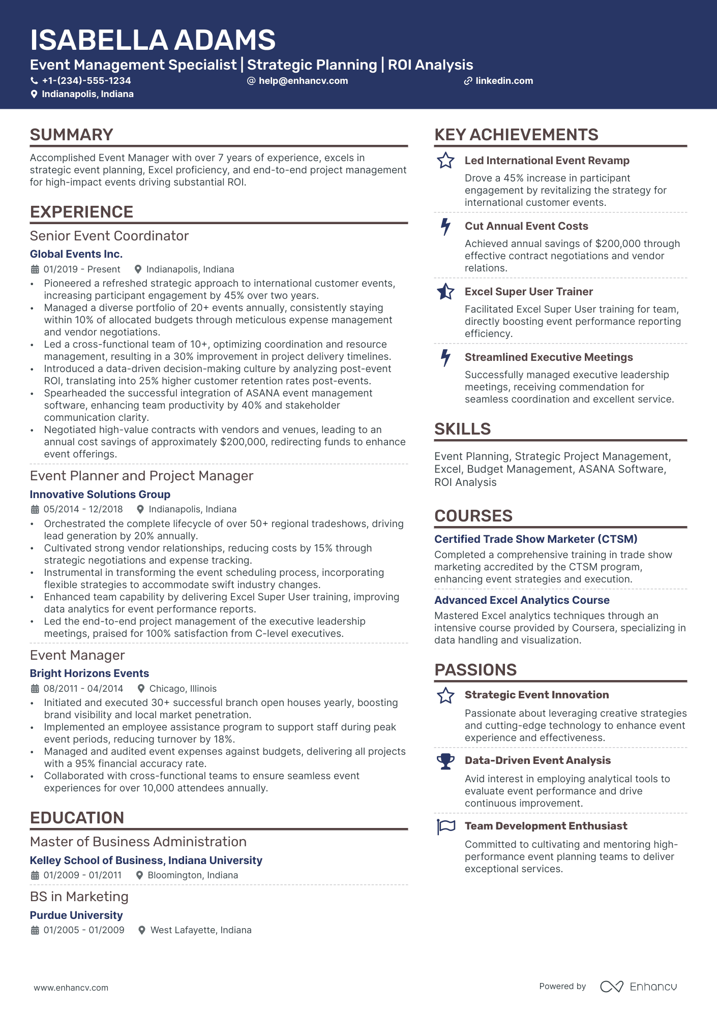 summary for event resume