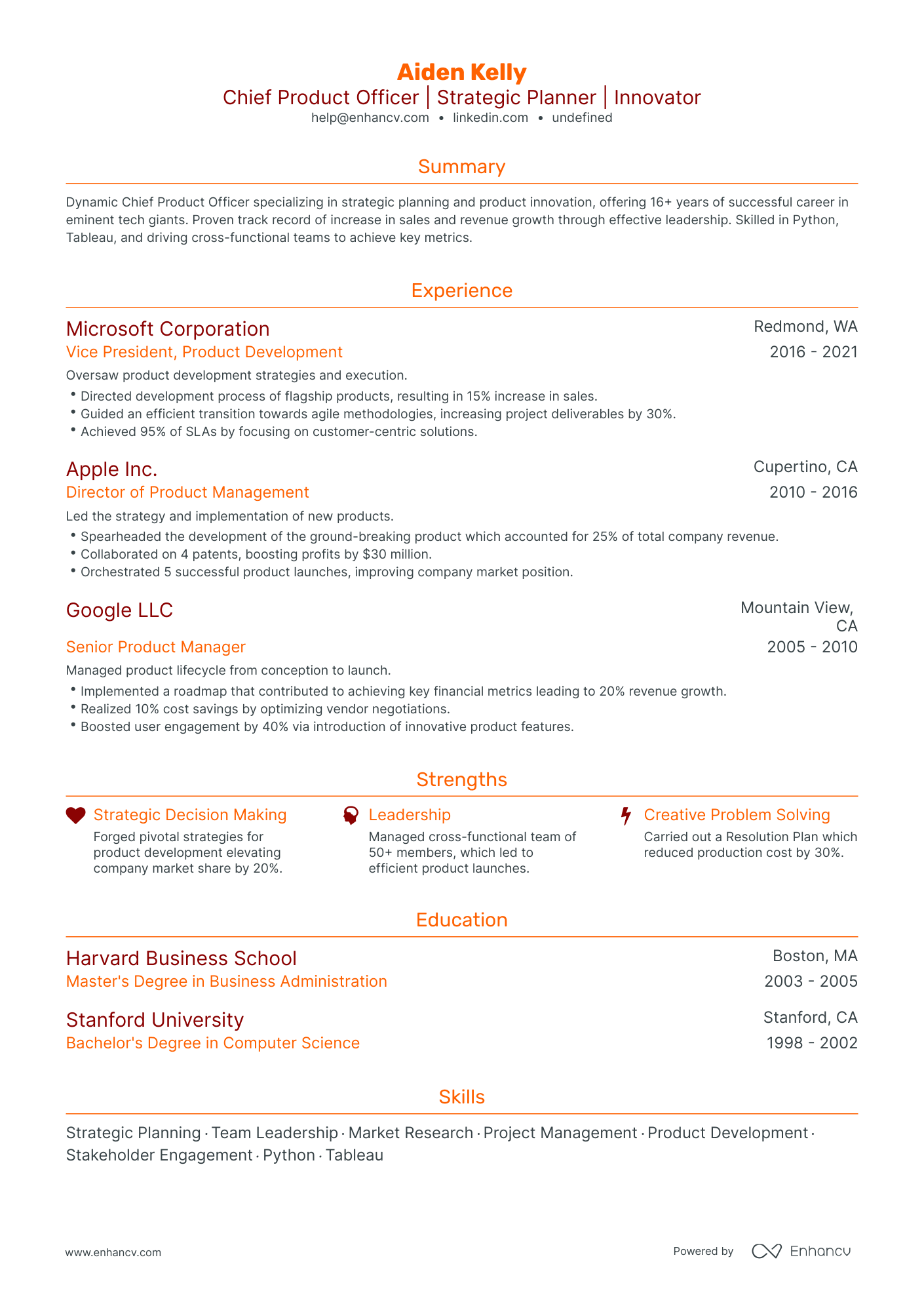 undefined Chief Product Officer Resume Template