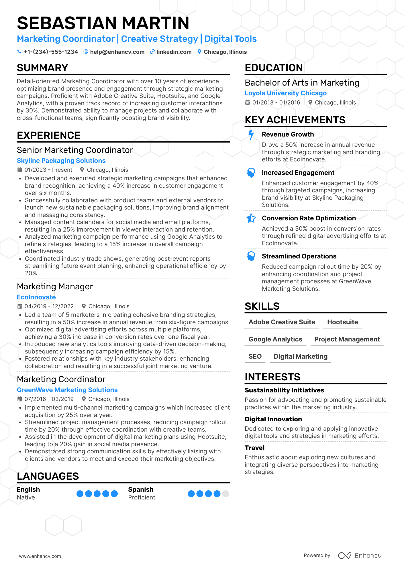 A resume example of a Senior Marketing Coordinator