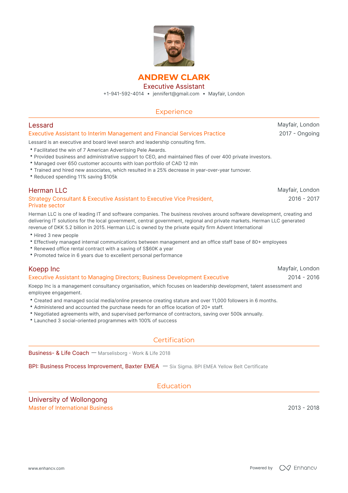 Traditional Executive Assistant Resume Template