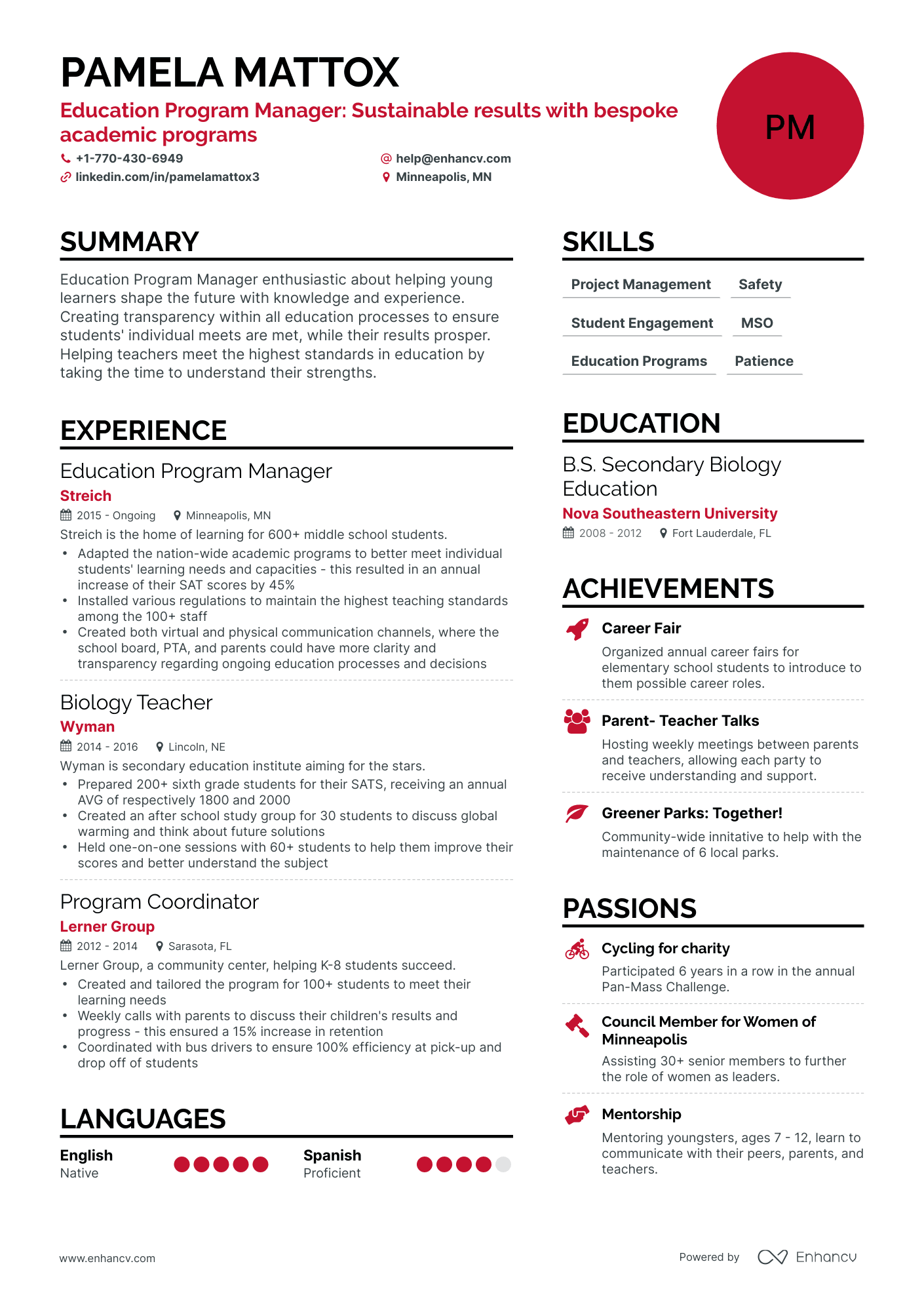Simple Education Program Manager Resume Template