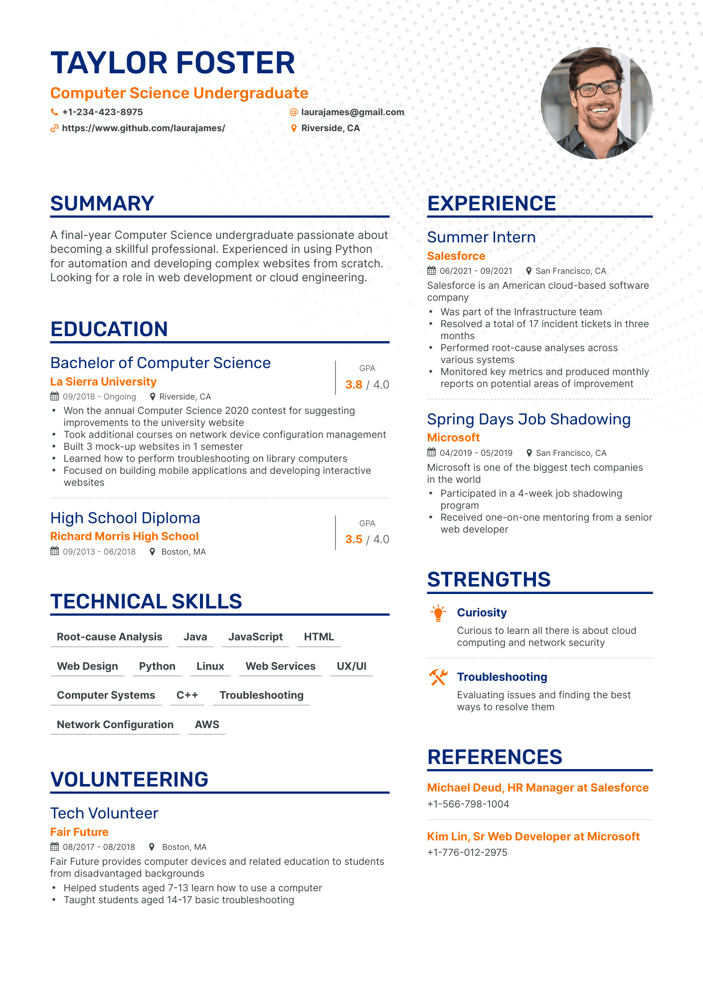 Simple Undergraduate Resume Template