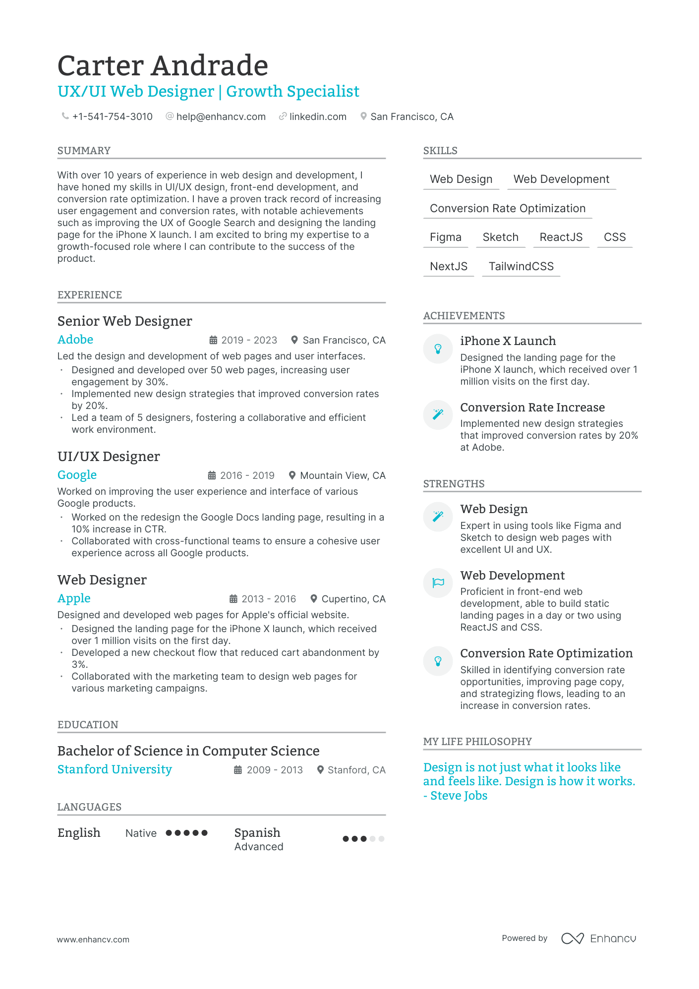 web designer resume