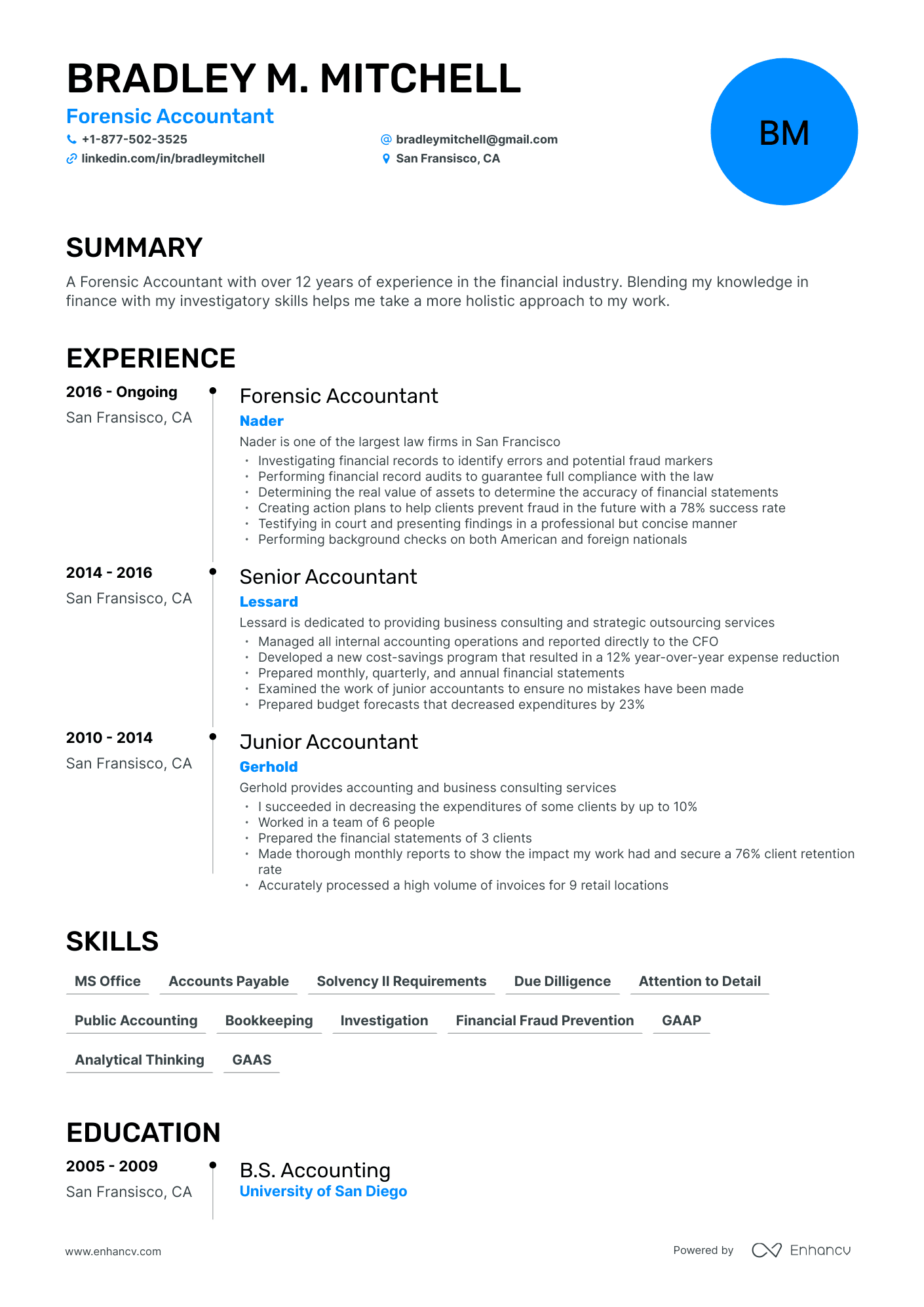 Timeline Forensic Accounting Resume Template
