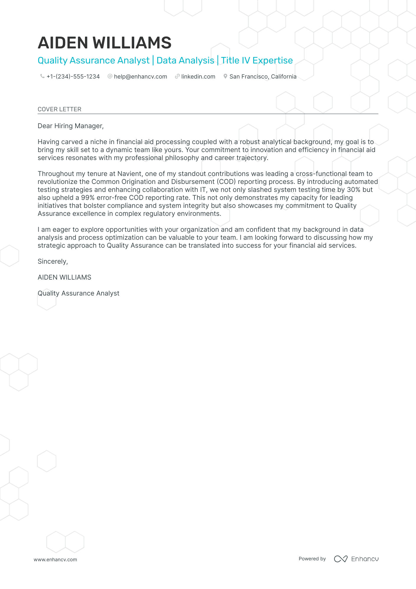 cover letter for quality manager