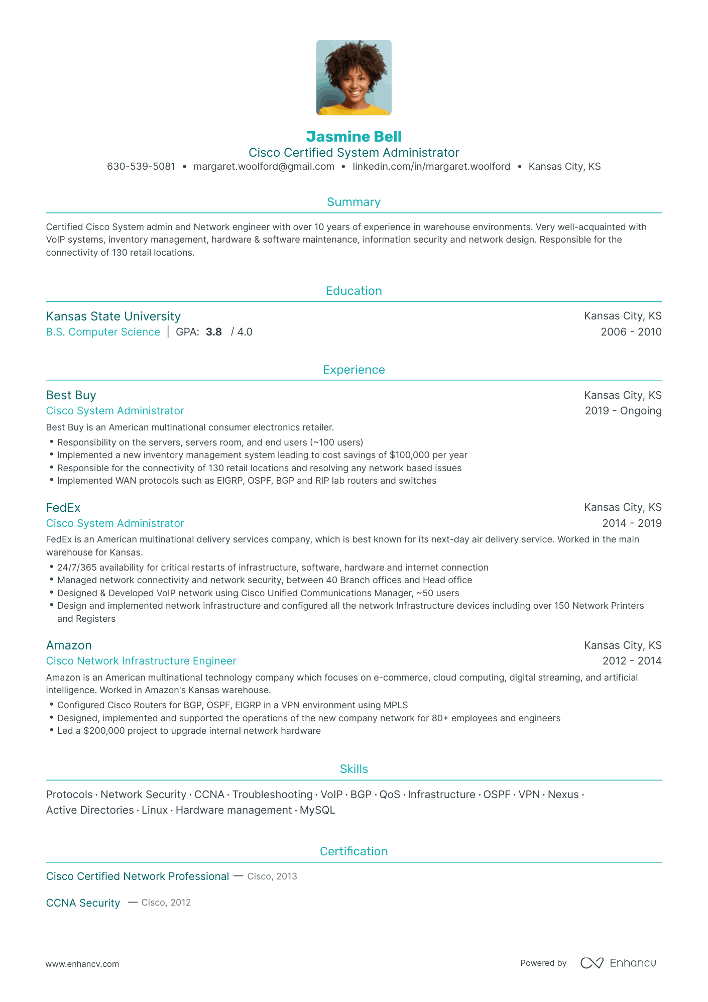 Traditional System Administrator Resume Template