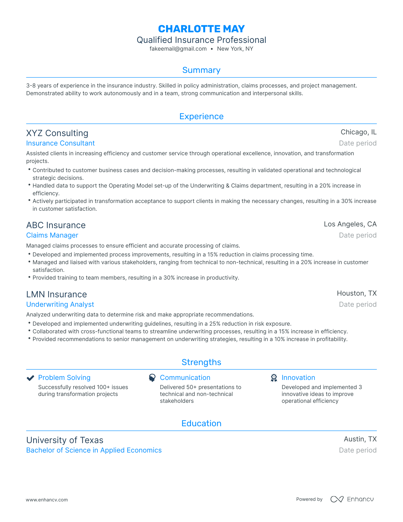 Traditional Background Actor Resume Template