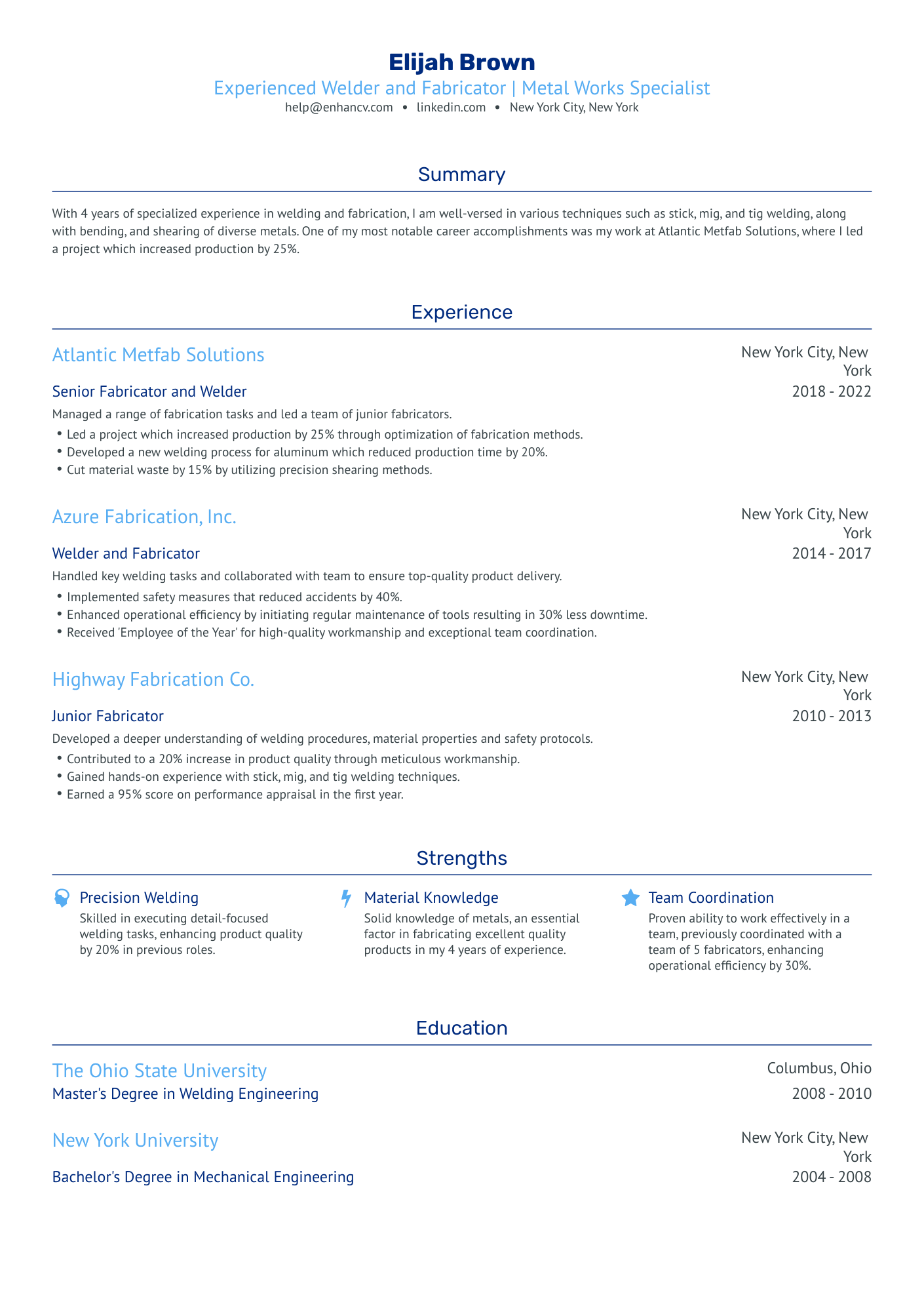 skills summary for resume welder