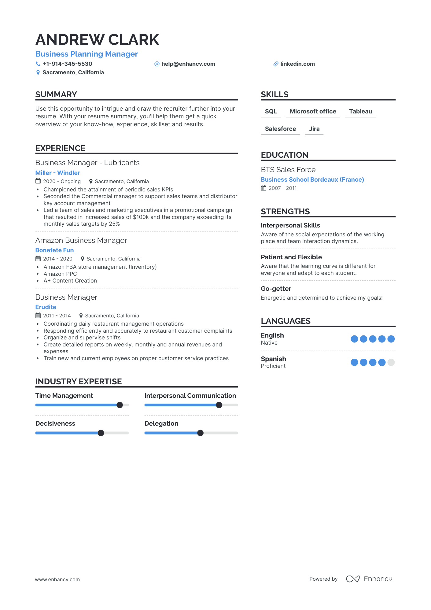 Business Planning Manager Resume Examples & Guide for 2023 (Layout ...