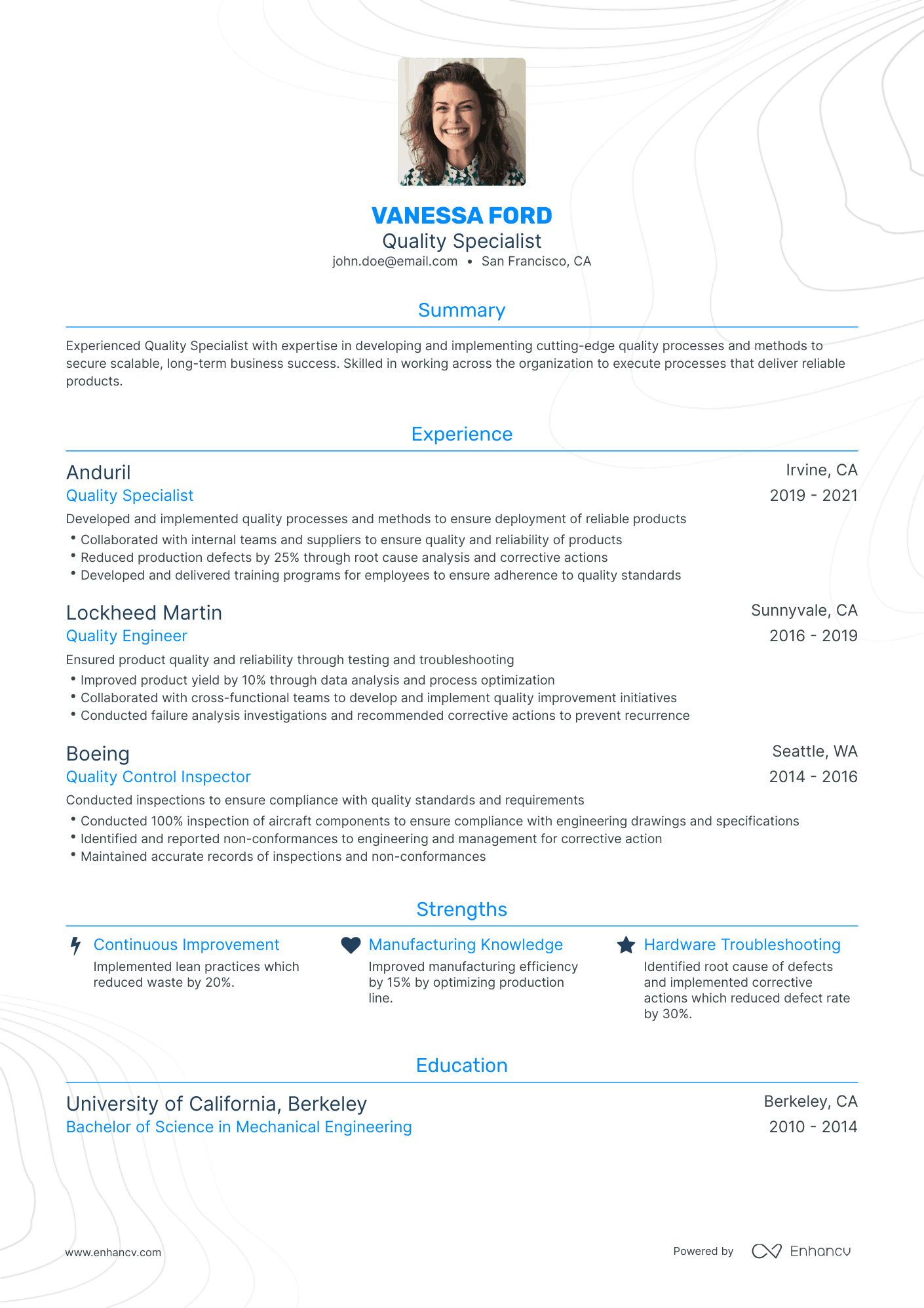 Traditional Quality Specialist Resume Template