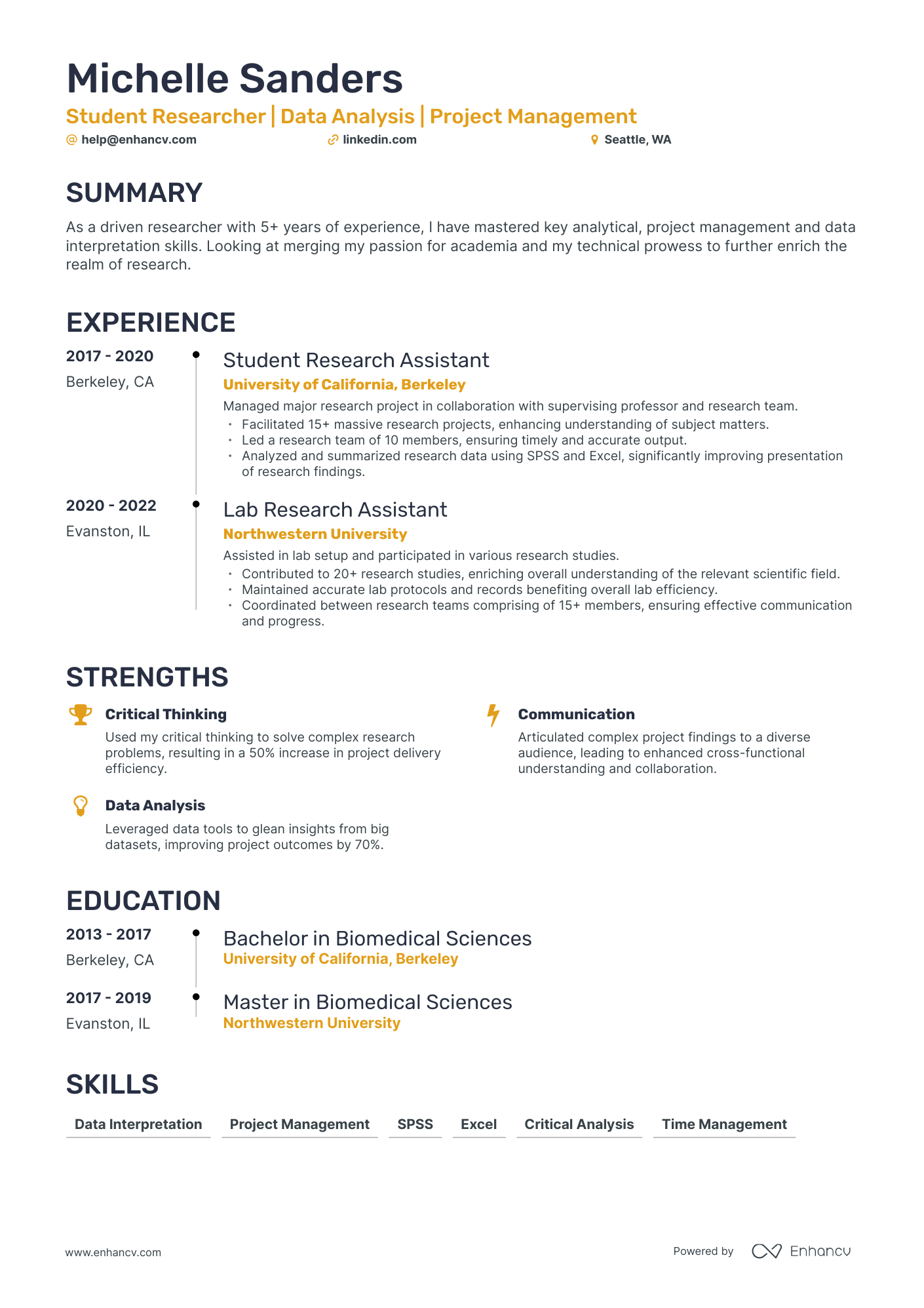 undefined Student Researcher Resume Template