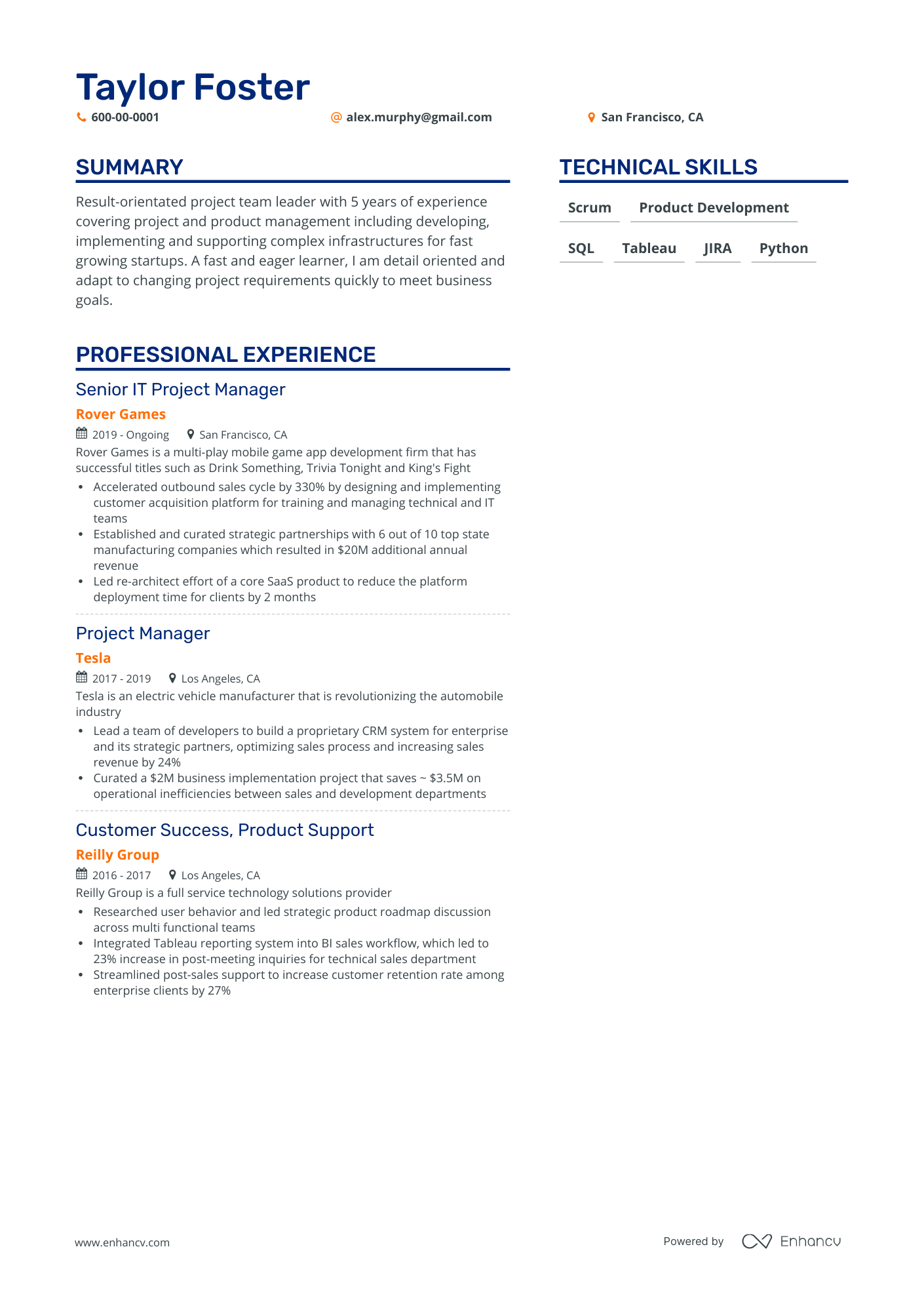Simple Program Manager Resume Template