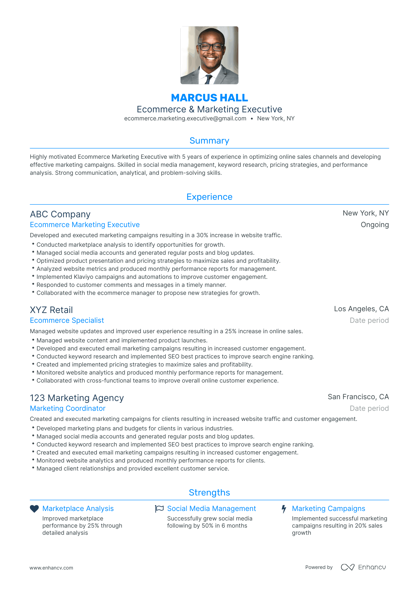 Traditional Ecommerce Marketing Resume Template