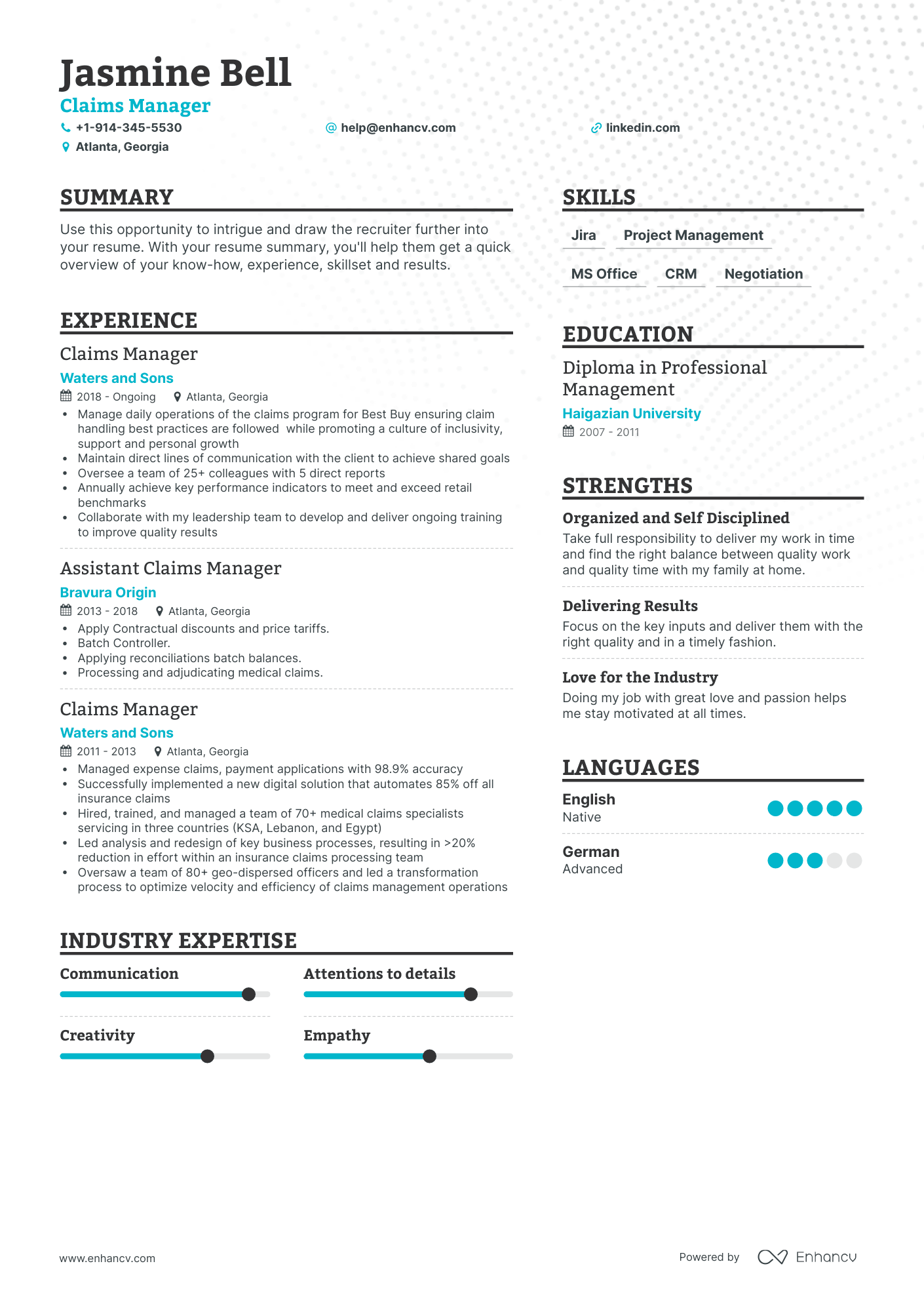 Claims Manager Resume Examples & Guide For 2023 (layout, Skills 