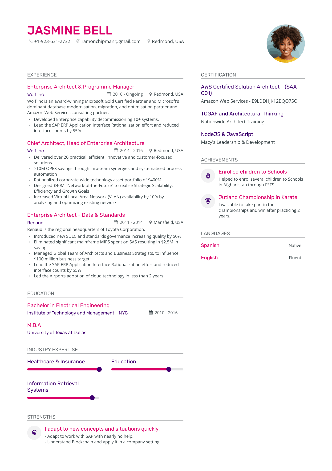 Modern Enterprise Architect Resume Template