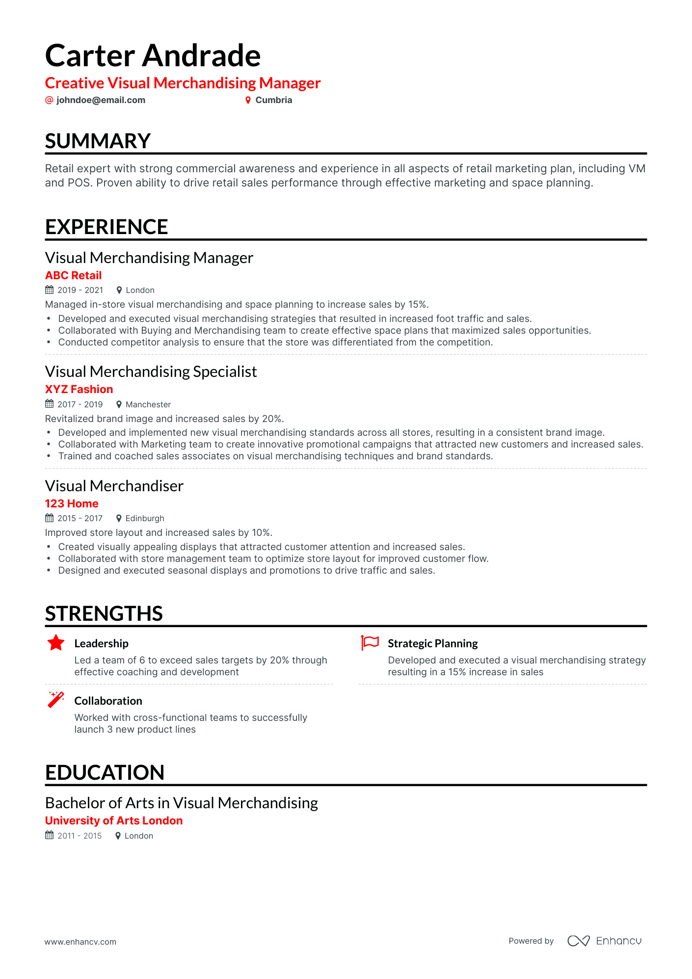 Classic Visual Merchandising Manager Resume Template
