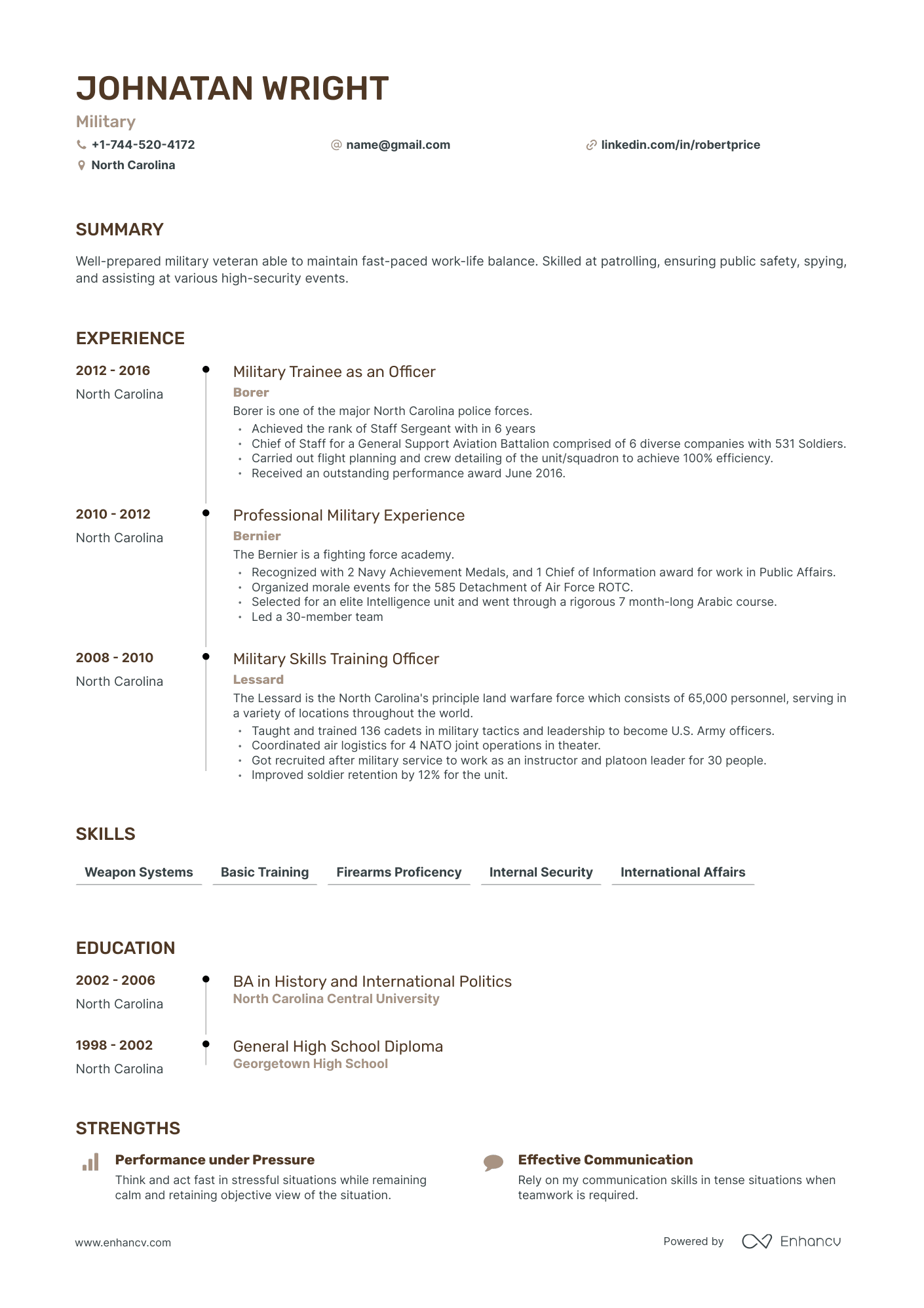 Timeline Military Resume Template