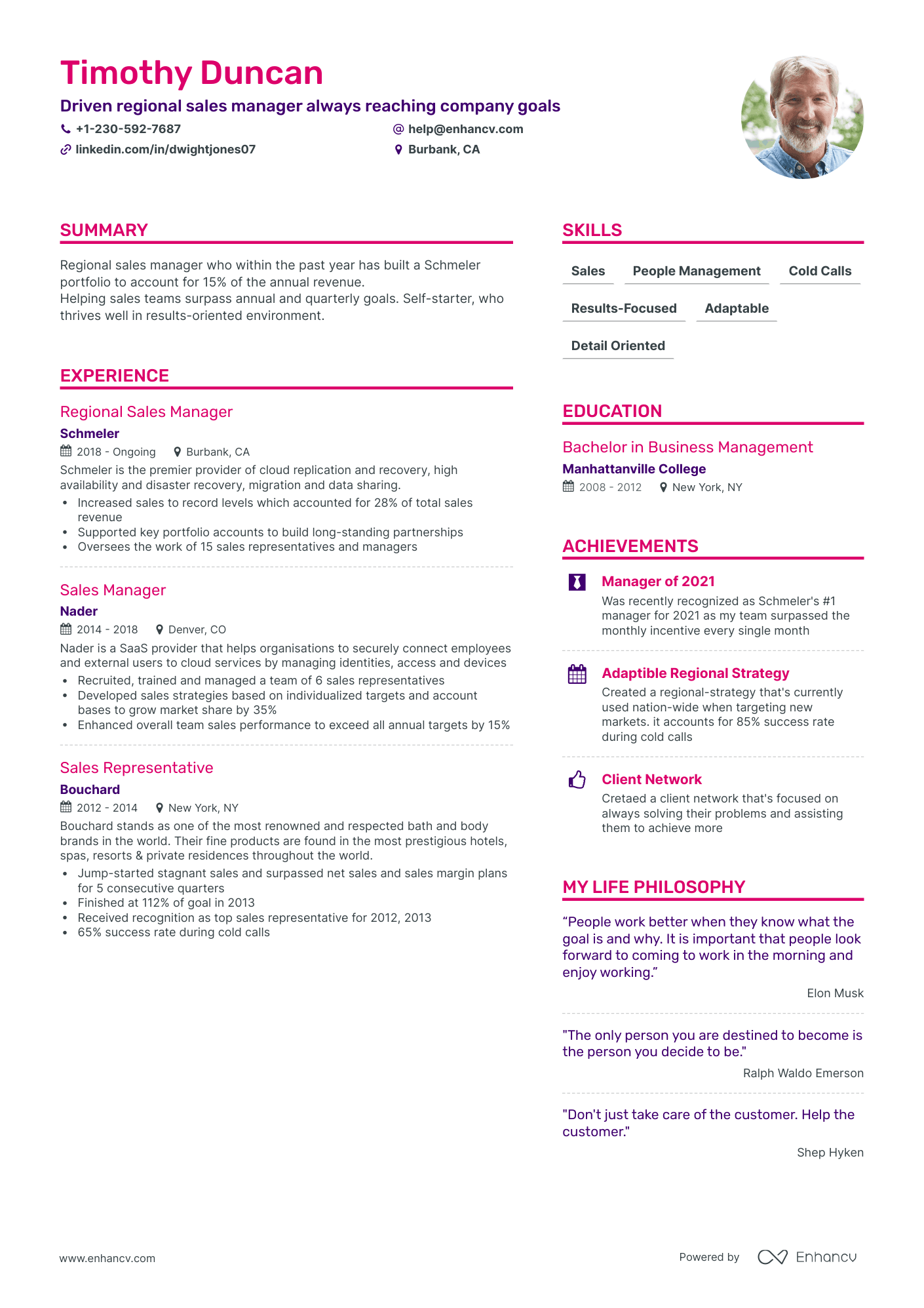 Simple Regional Sales Manager Resume Template