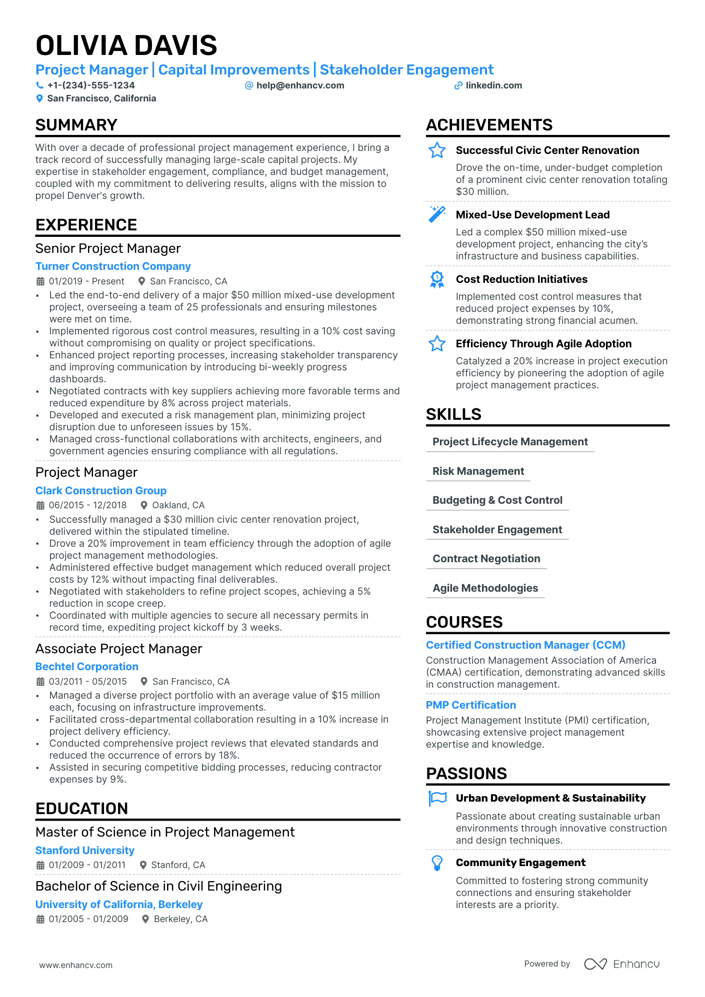 project manager resume key points