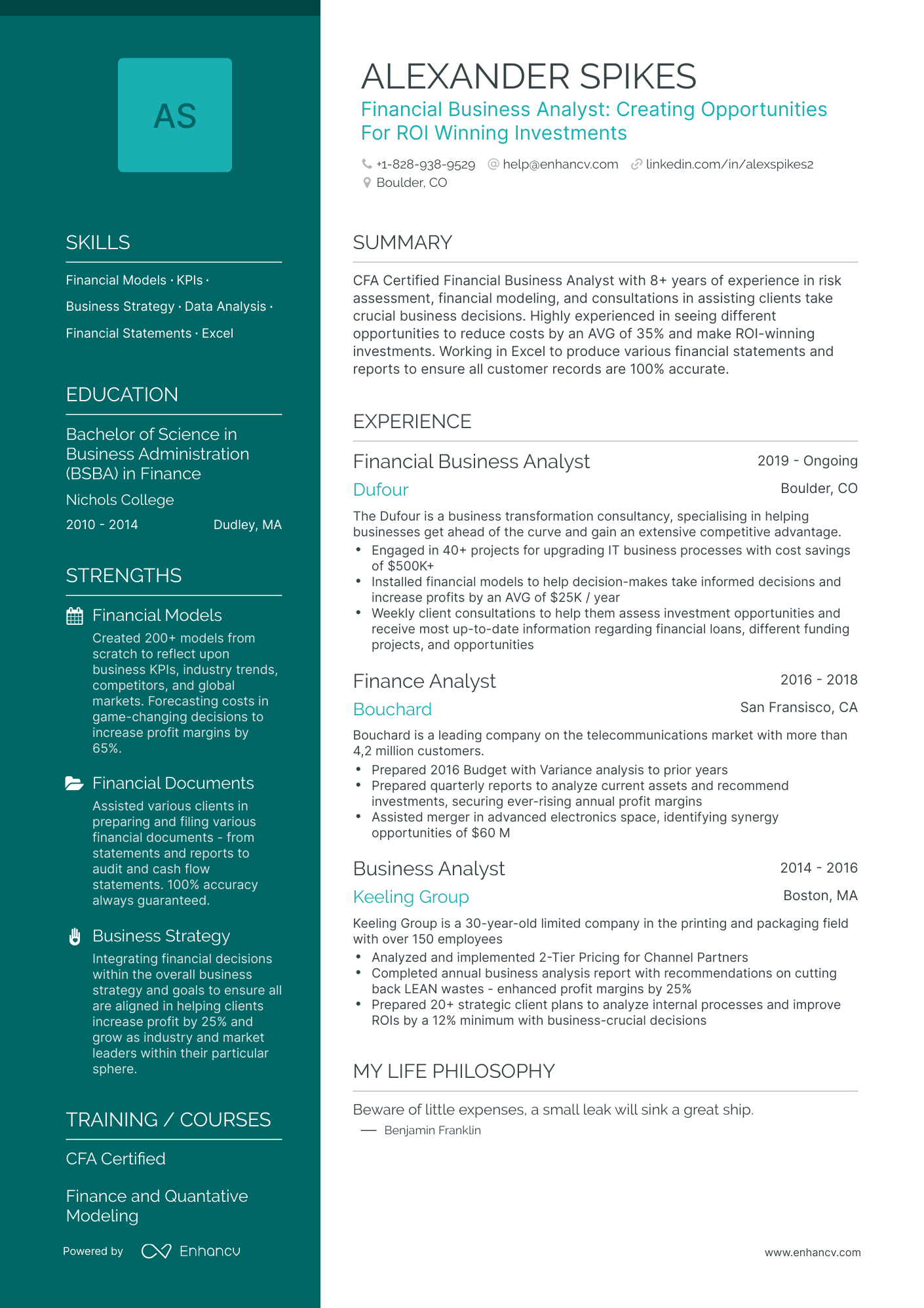 Polished Financial Business Analyst Resume Template