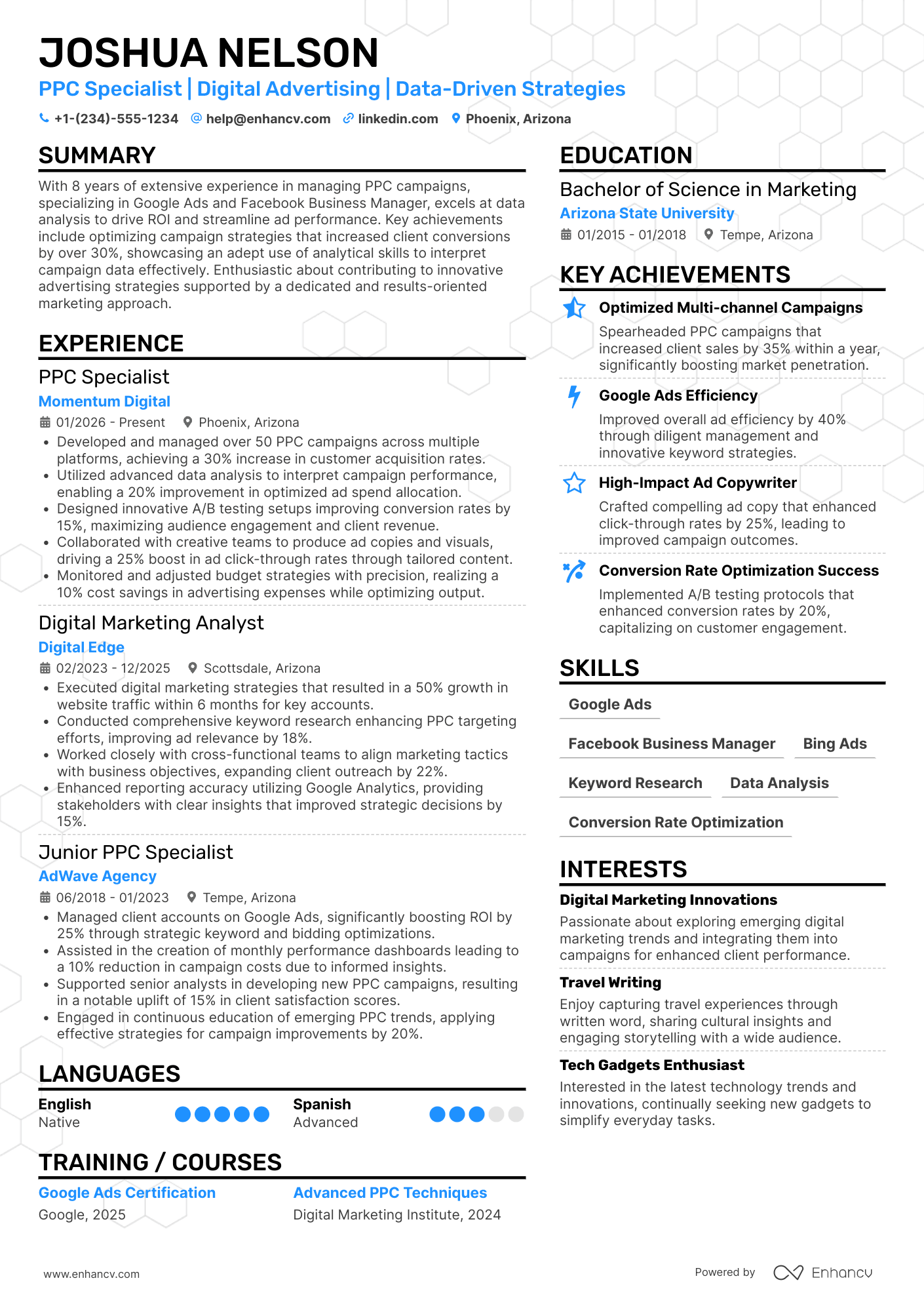 A resume example of a PPC Specialist